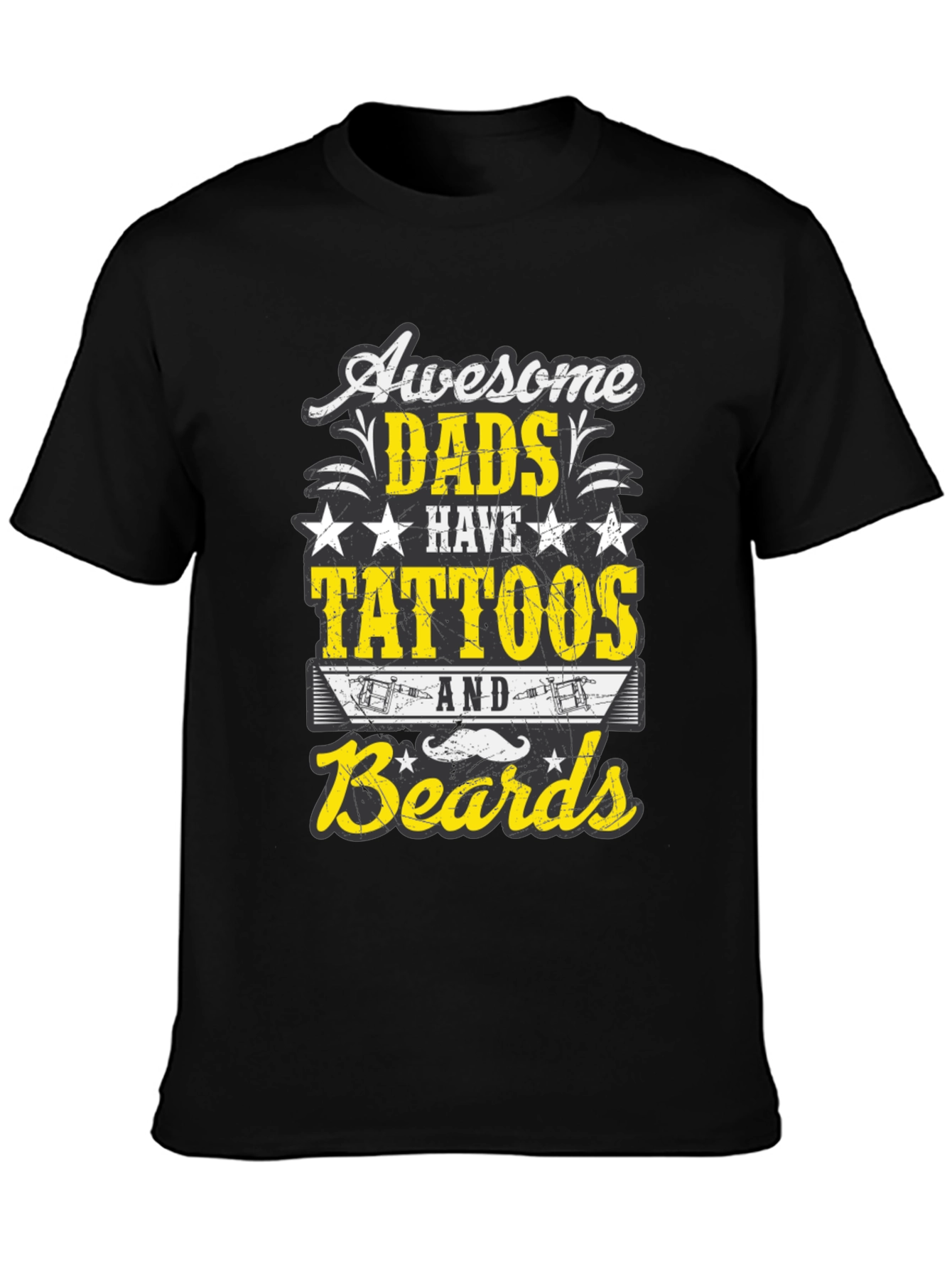 Black Awesome Dads Tattoos & Beards T-Shirt view 3
