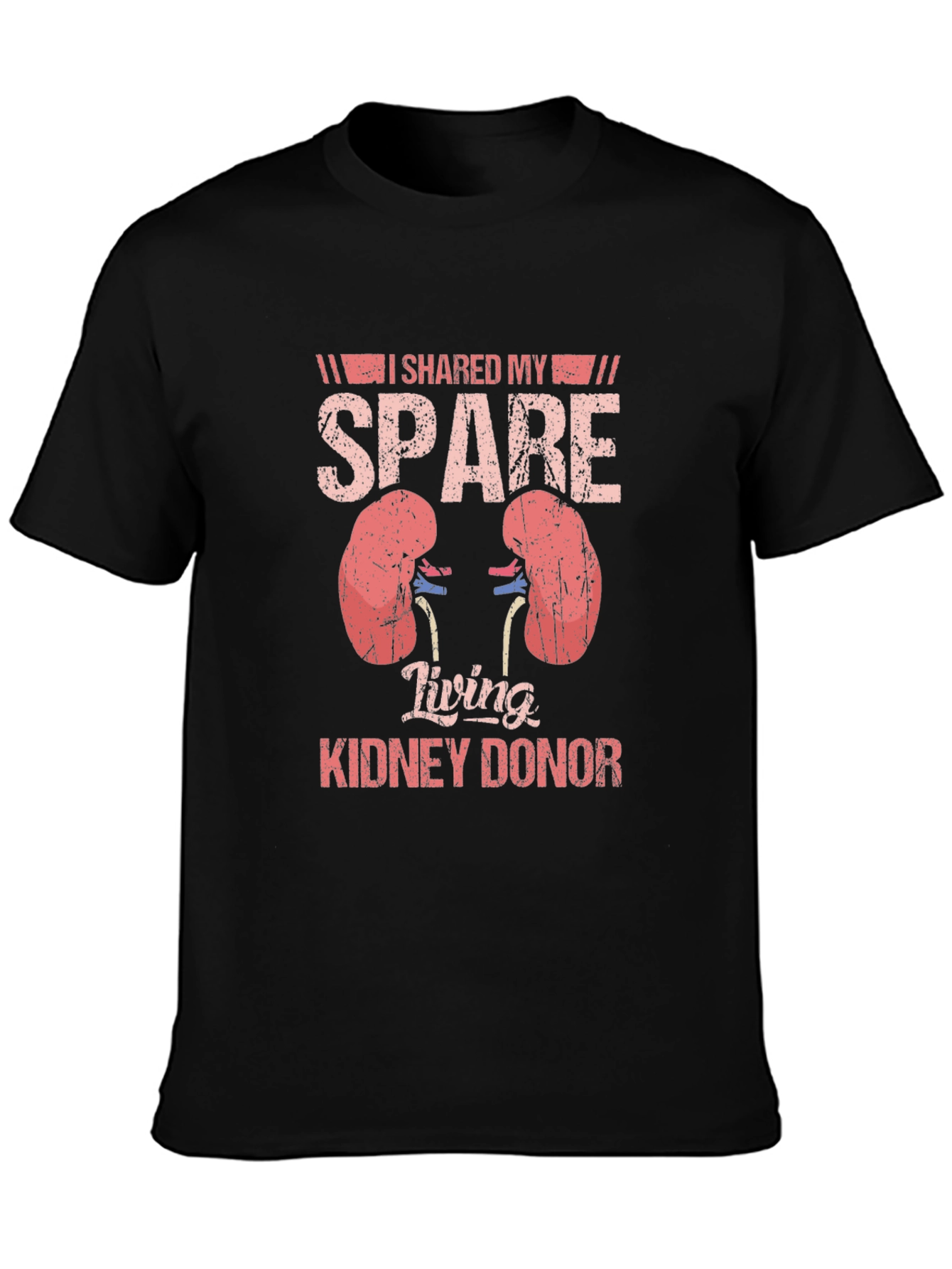 Black Spare Kidney Donor T-Shirt - Organ Donation Awareness Tee view 3