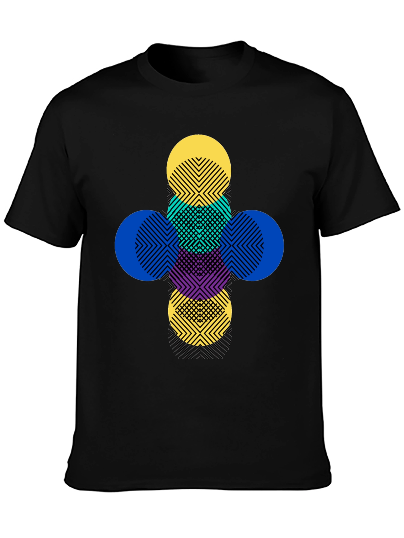 Black Geometric Circles Graphic Tee - Modern Pattern T-Shirt view 3