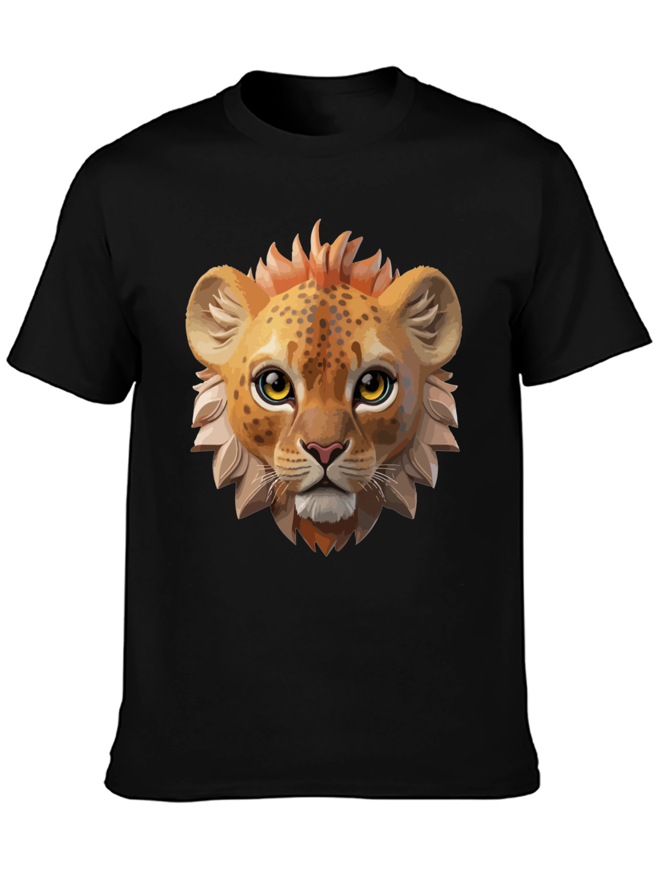 Black Lion Cub Graphic Tee - Black Cotton Shirt view 3
