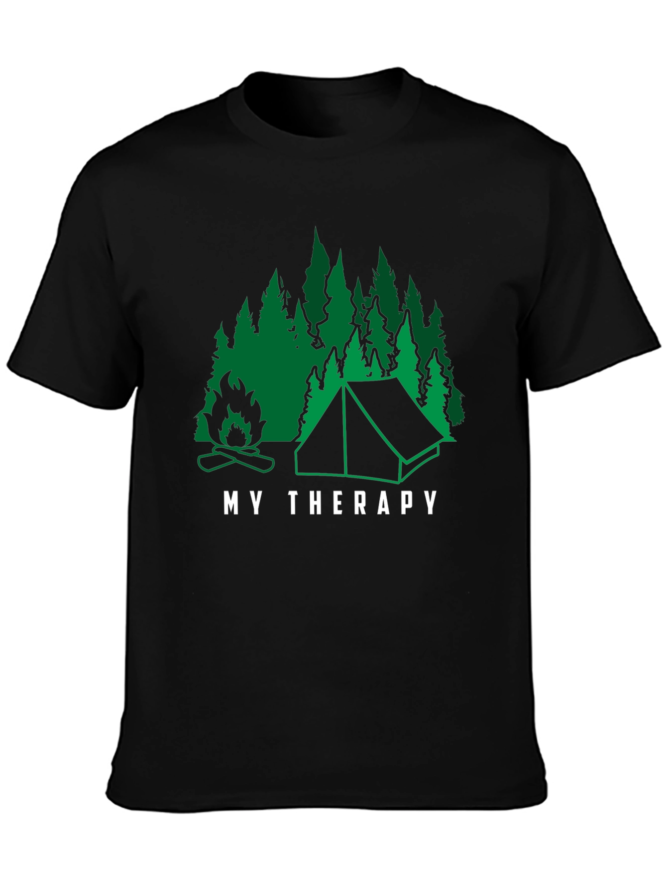Black Camping Therapy Graphic Tee - Nature Adventure Shirt view 3