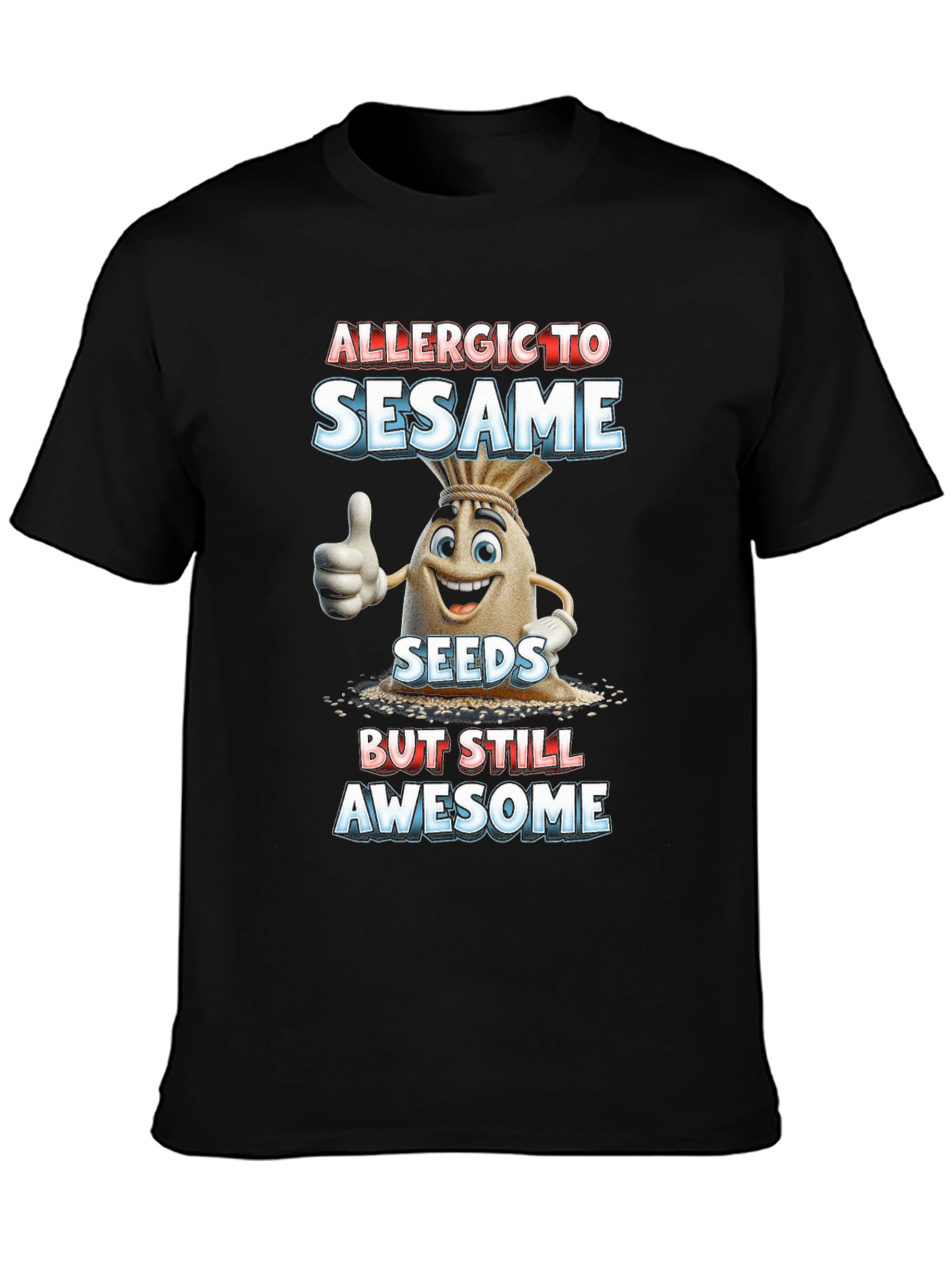 Black Allergic To Sesame T-Shirt Funny Graphic Tee view 3