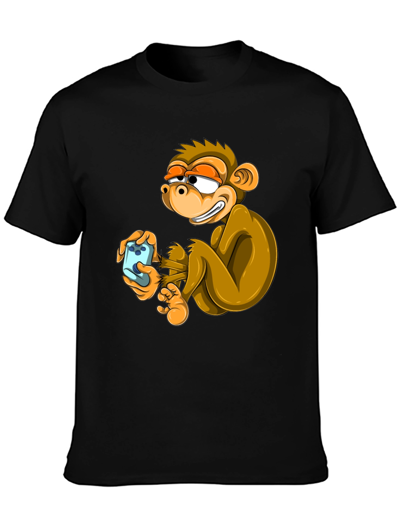 Black Funny Monkey Graphic Tee - Black Cotton T-Shirt view 3