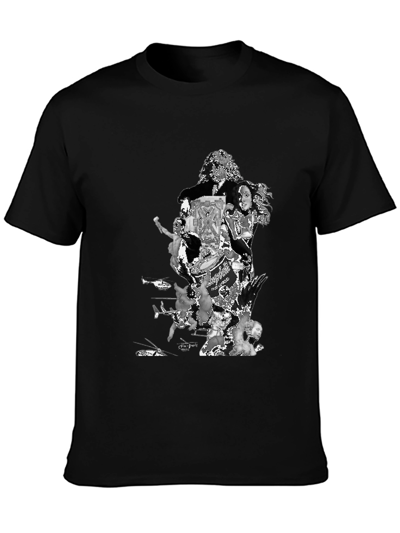Black Retro Collage Graphic T-Shirt - Black view 3