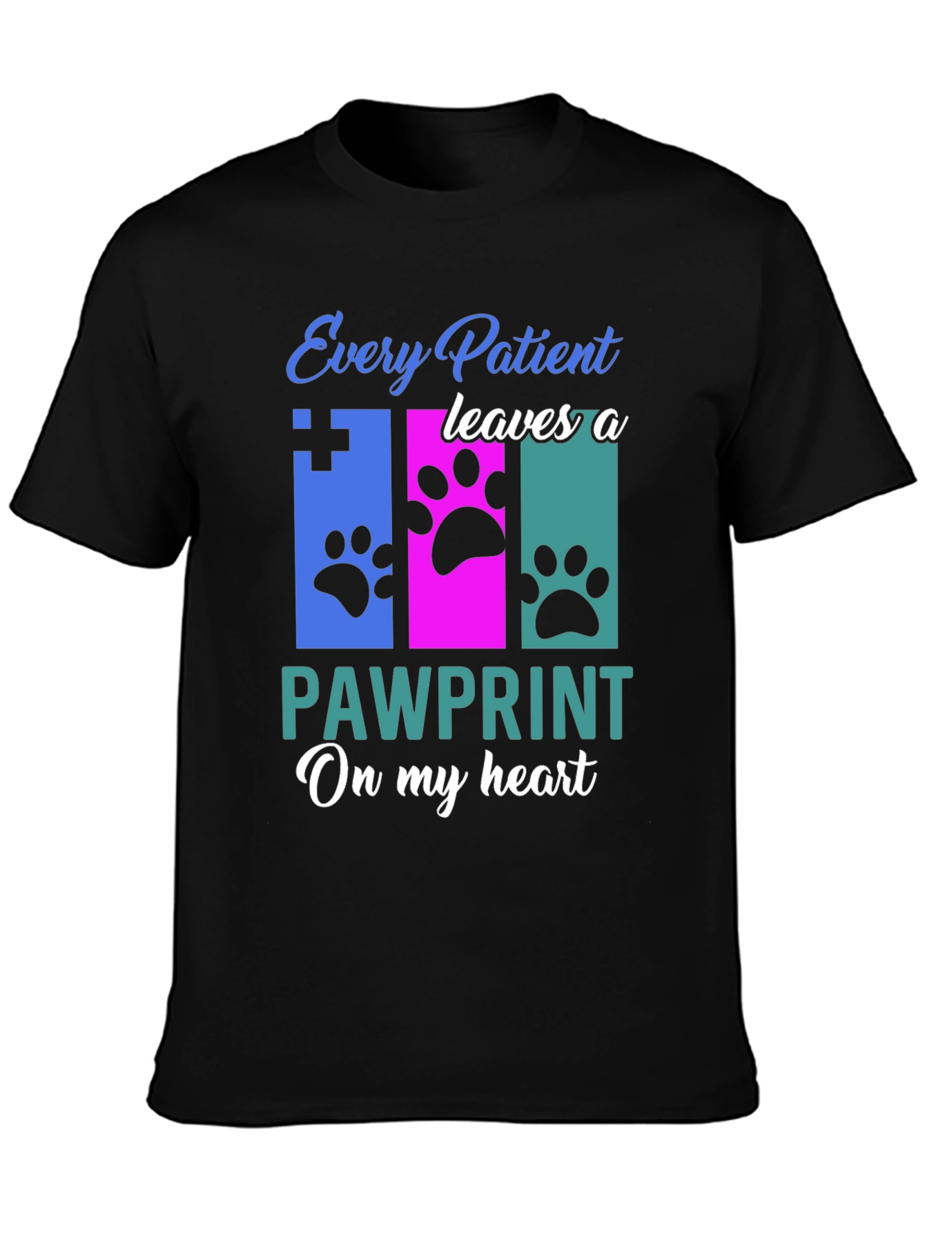 Black Veterinarian Paw Print T-Shirt - Animal Lover Gift view 3