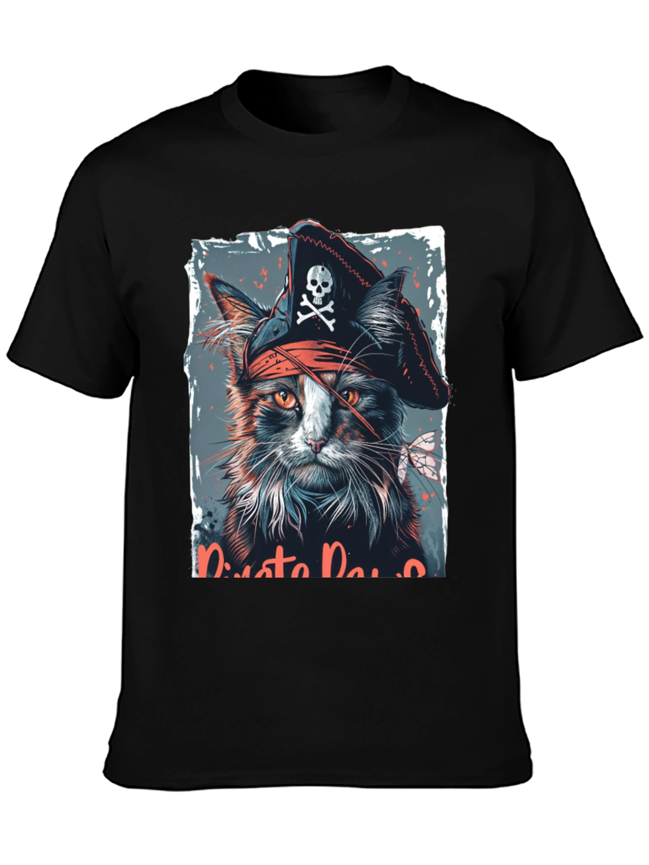Black Pirate Cat Graphic T-Shirt - Black view 3