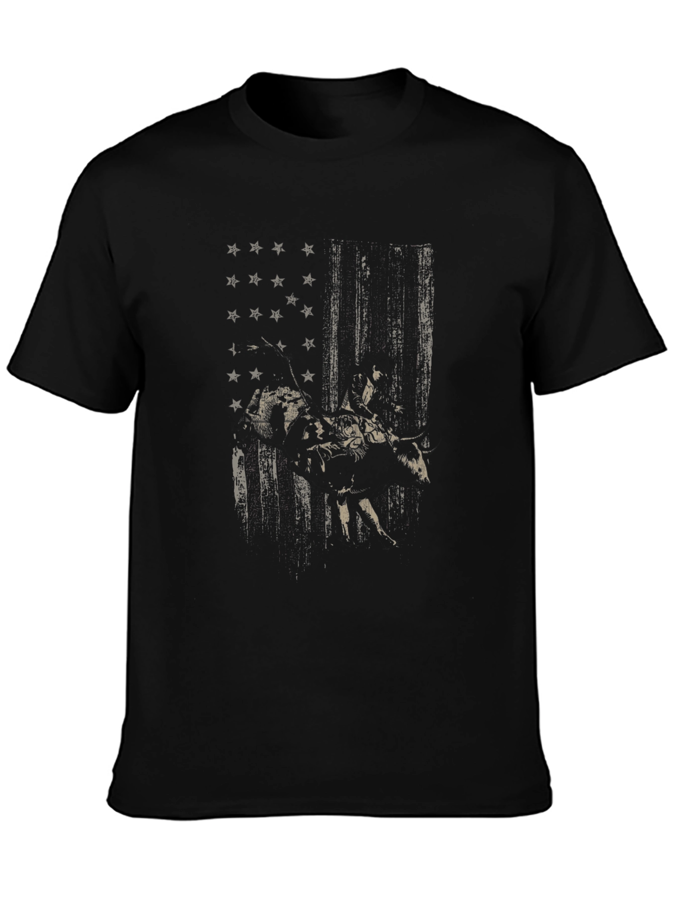 Black American Flag Bull Rider Graphic Tee view 3