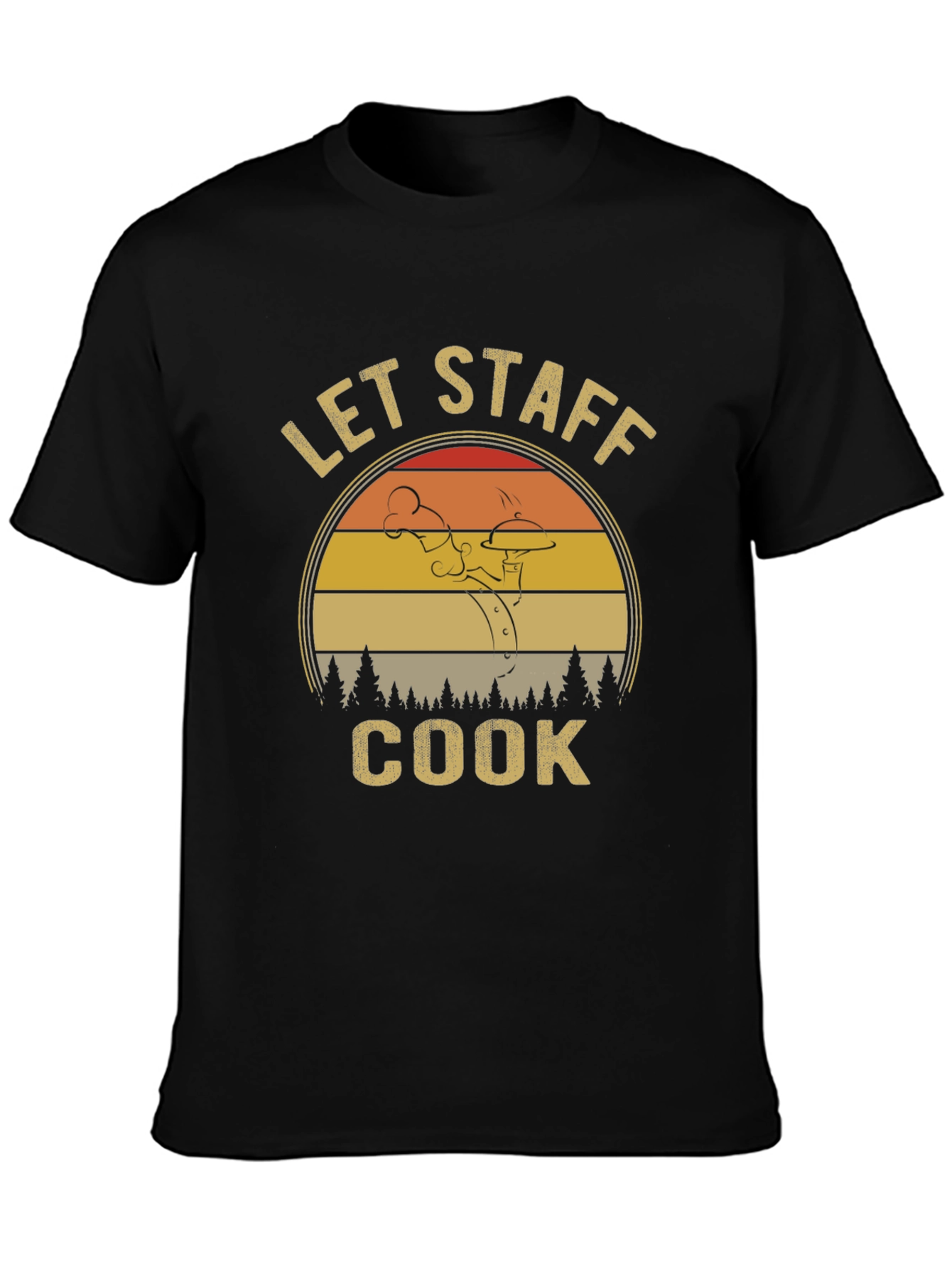 Black Let Staff Cook T-Shirt - Retro Chef Design view 3