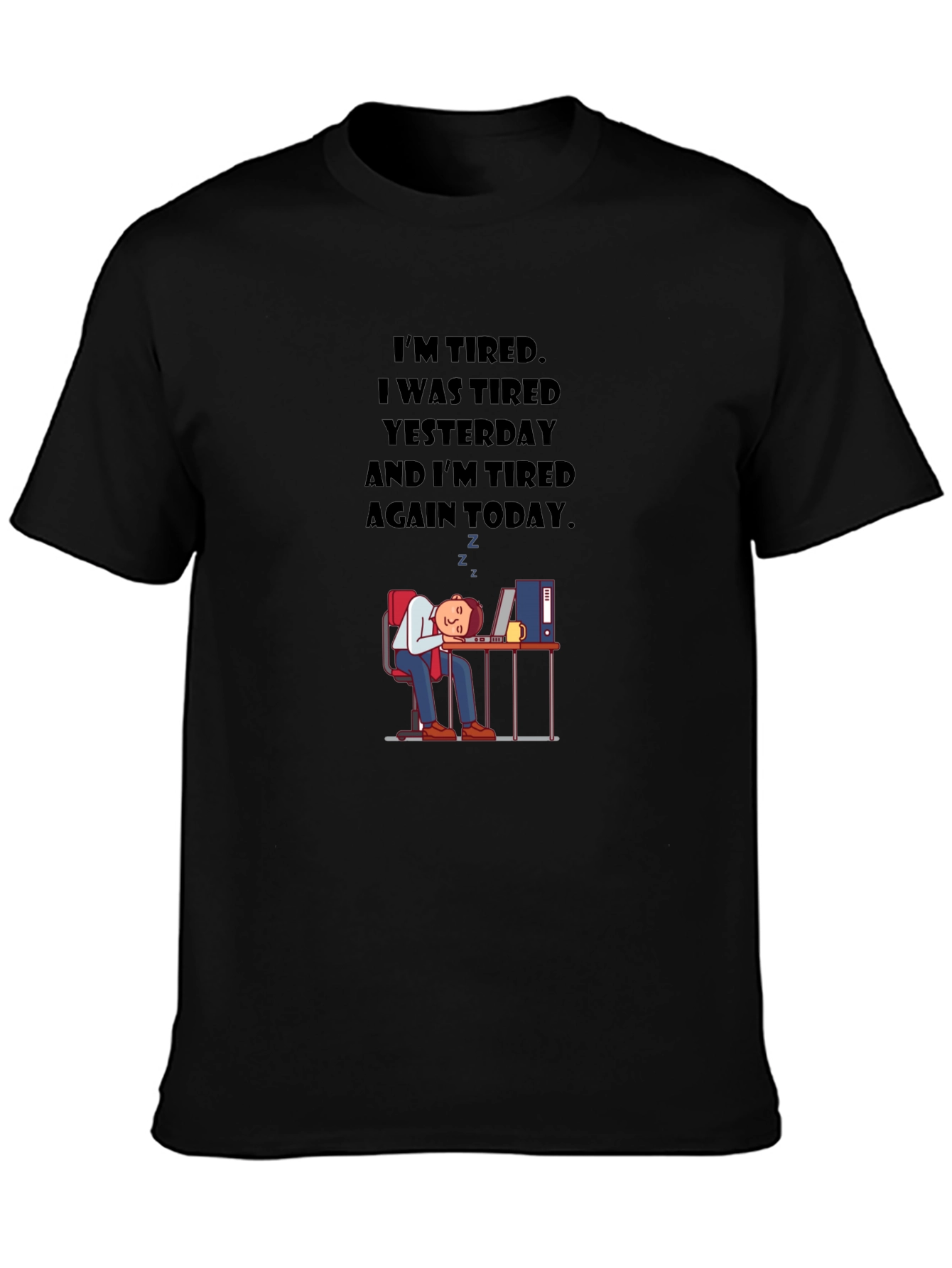 Black I'm Tired Graphic Tee - Men's Black T-Shirt view 3