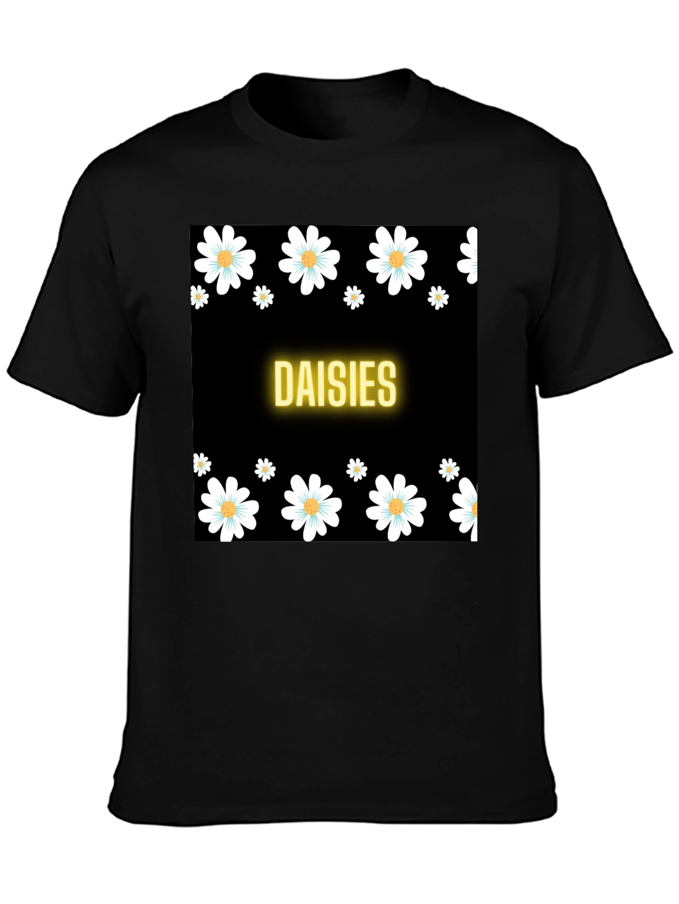 Black Daisies Black T-Shirt view 3