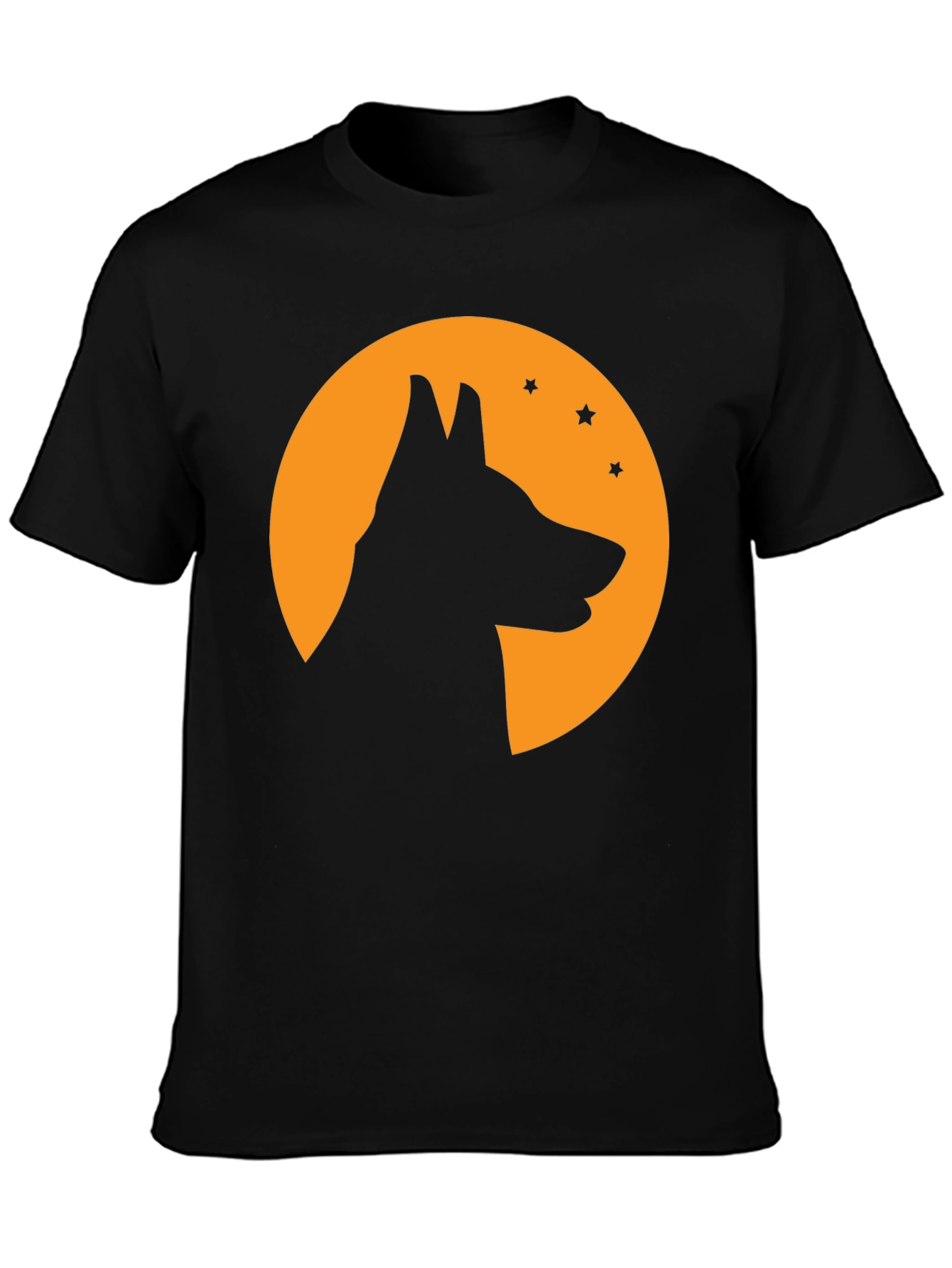 Black Dog Silhouette Moon T-Shirt - Halloween Tee view 3
