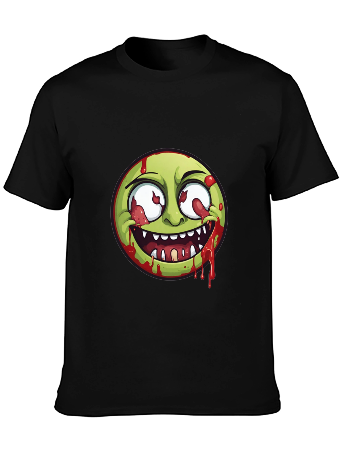 Black Zombie Emoji Graphic Print T-Shirt view 3