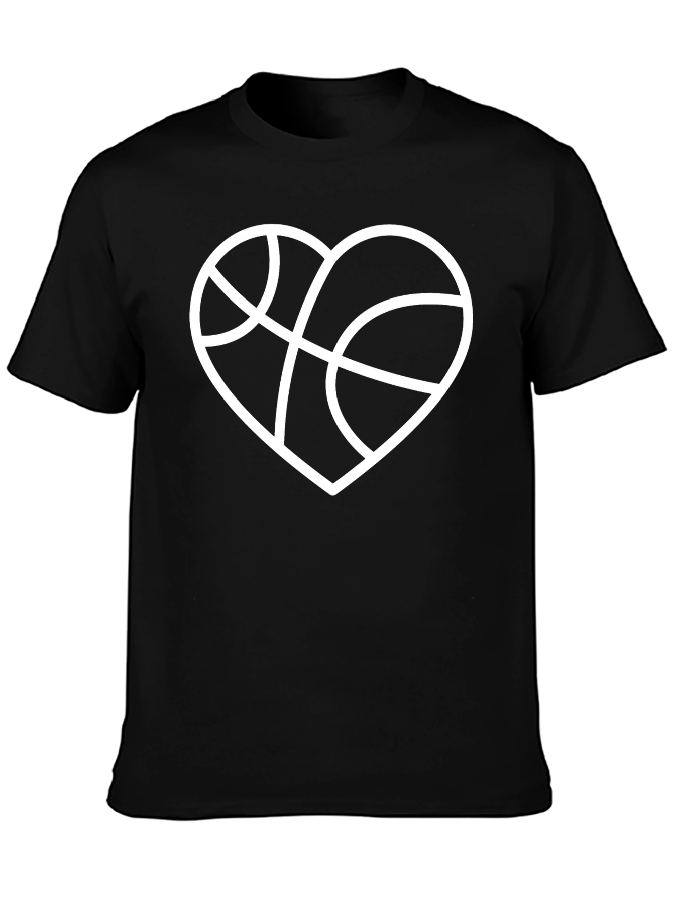 Black Basketball Heart Graphic T-Shirt - Black view 3