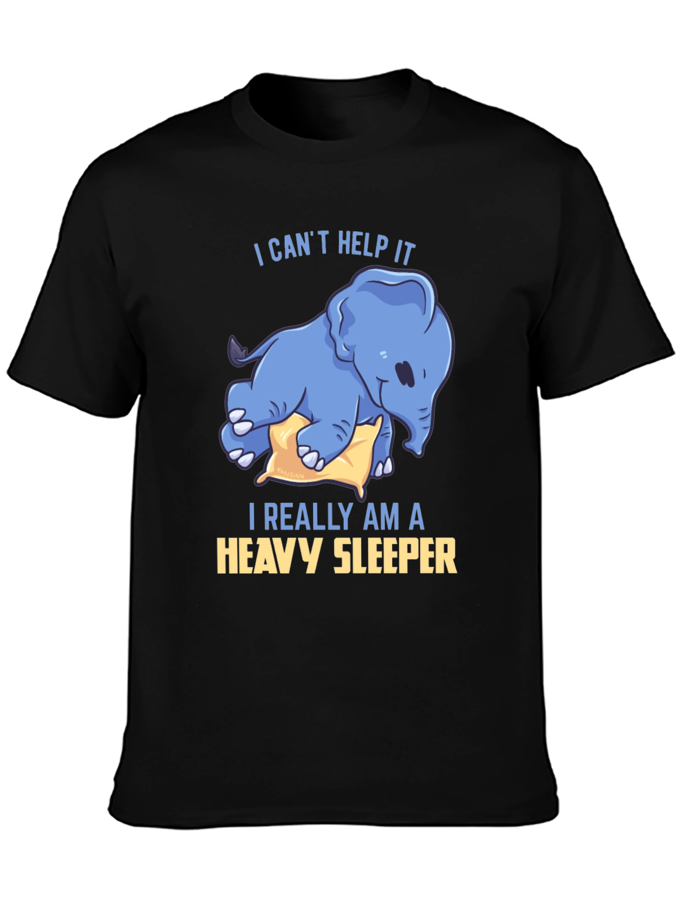 Black Heavy Sleeper Elephant Graphic T-Shirt view 3