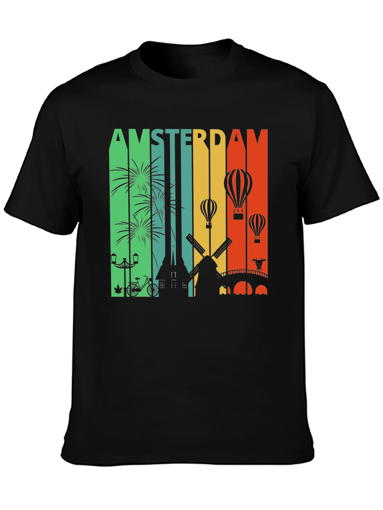 Black Amsterdam Cityscape Graphic Tee view 3