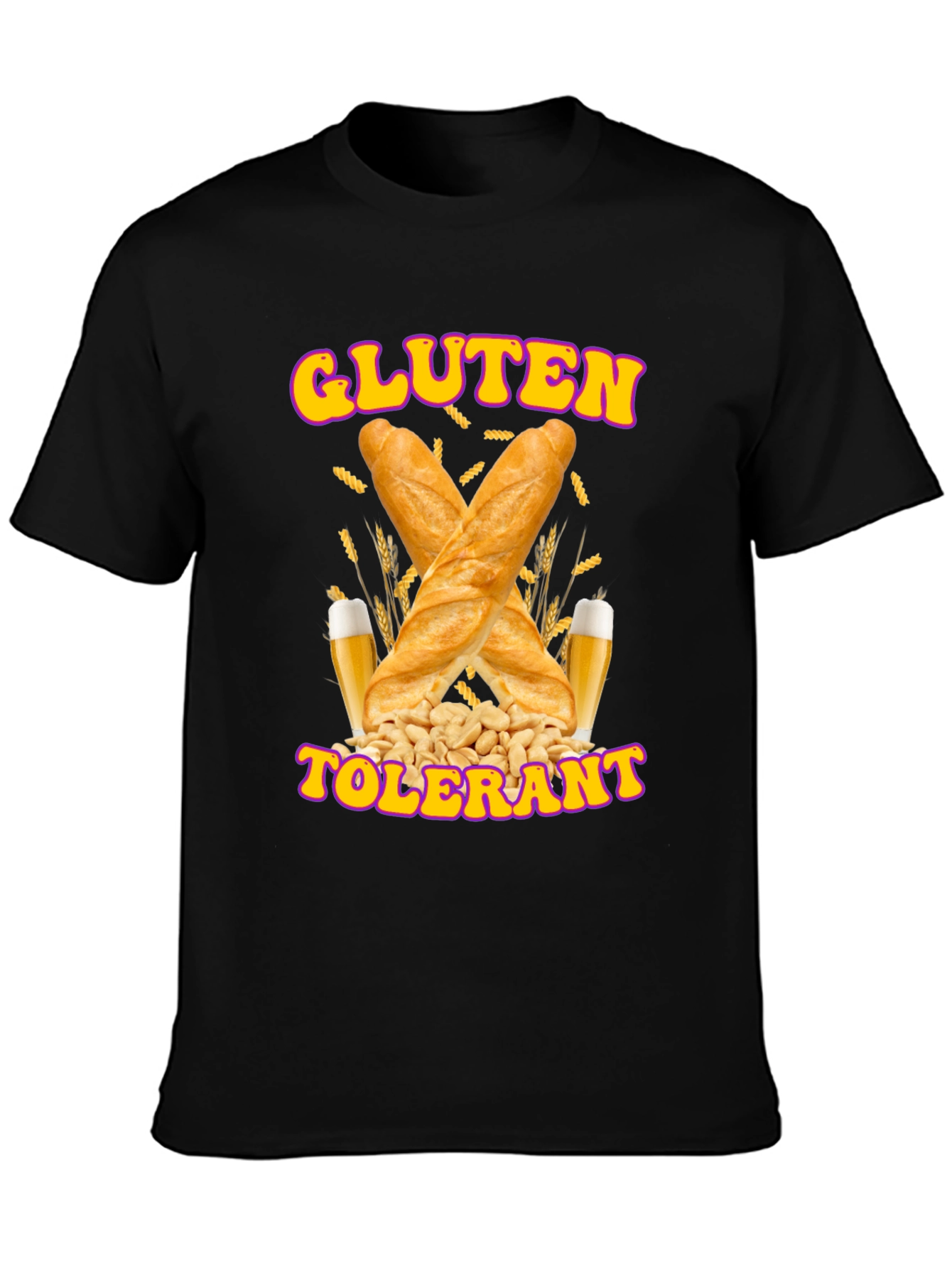 Black Gluten Tolerant Graphic Tee - Novelty T-Shirt view 3