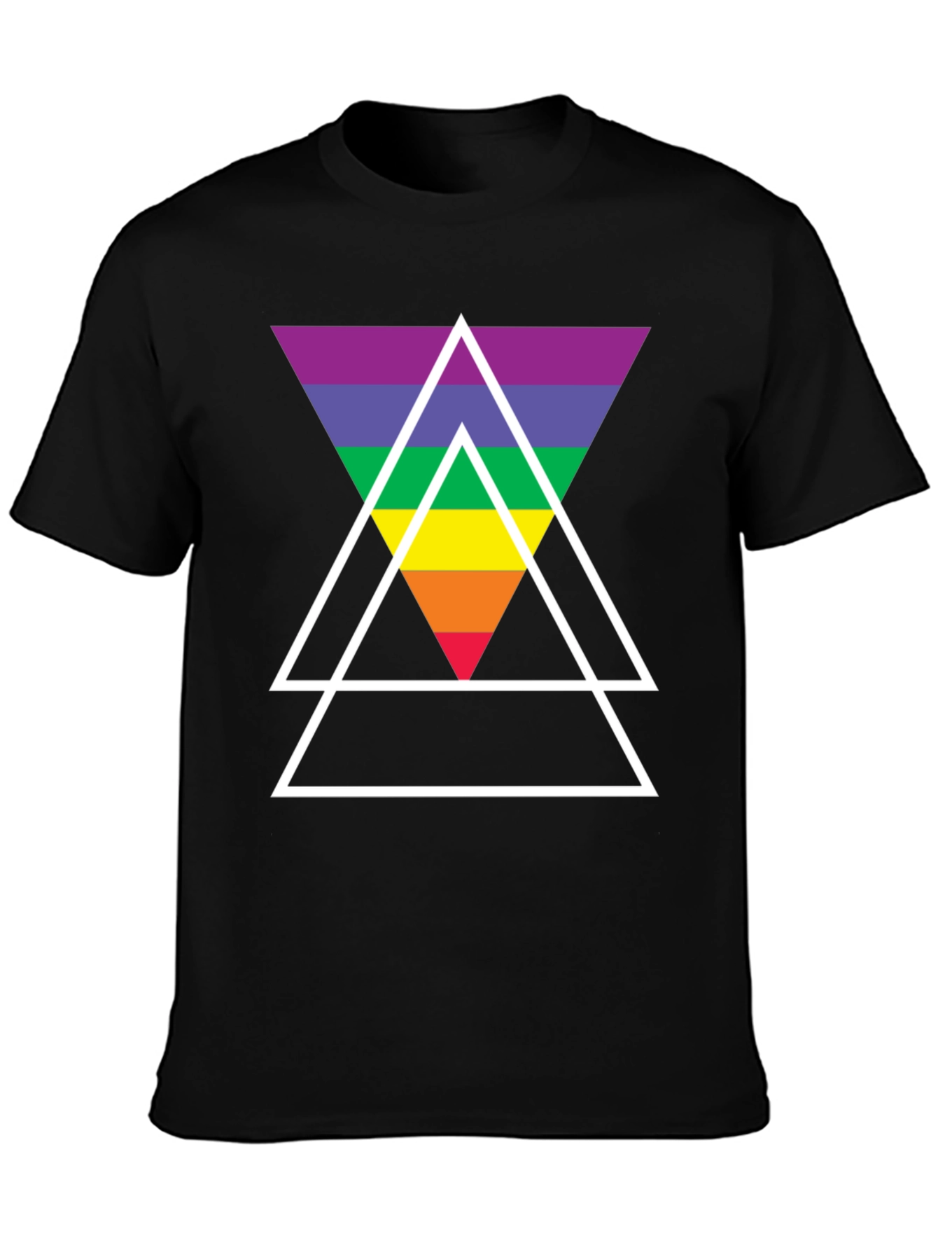 Black Rainbow Triangle Graphic Tee - Stylish Casual Wear view 3