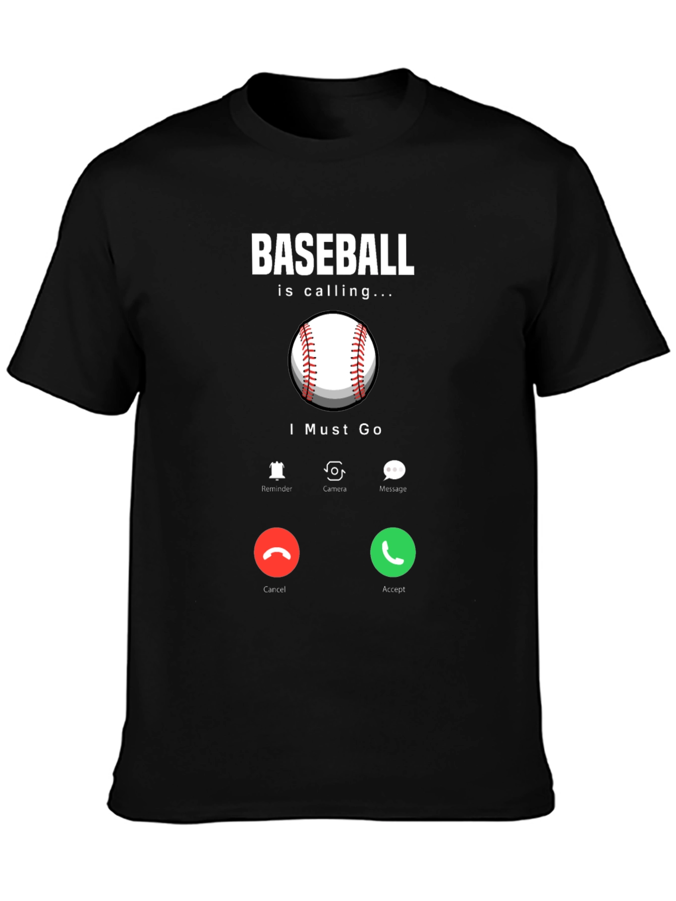 Black Baseball Calling T-Shirt Funny Baseball Lover Tee view 3
