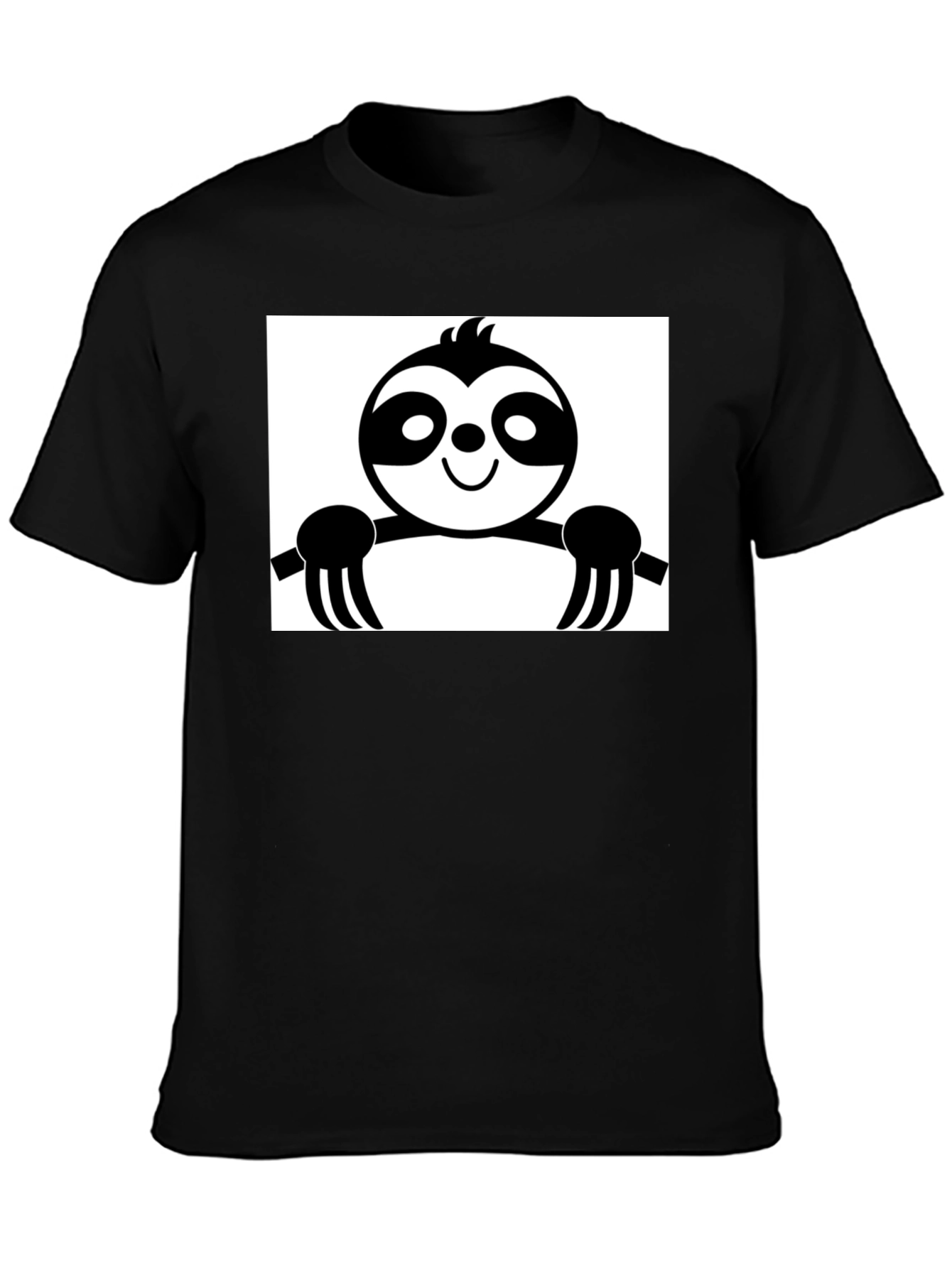 Black Sloth Graphic Tee - Black Cotton Casual Shirt view 3