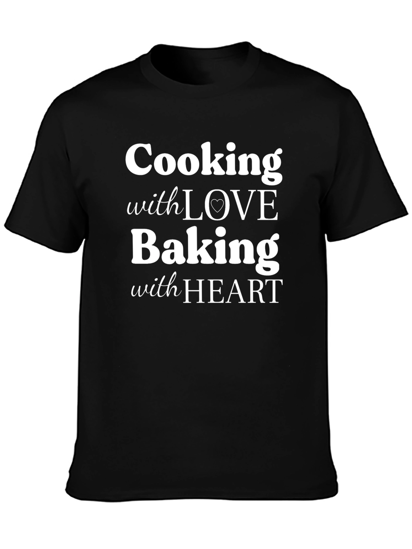 Black Cooking With Love Baking With Heart Graphic T-Shirt view 3