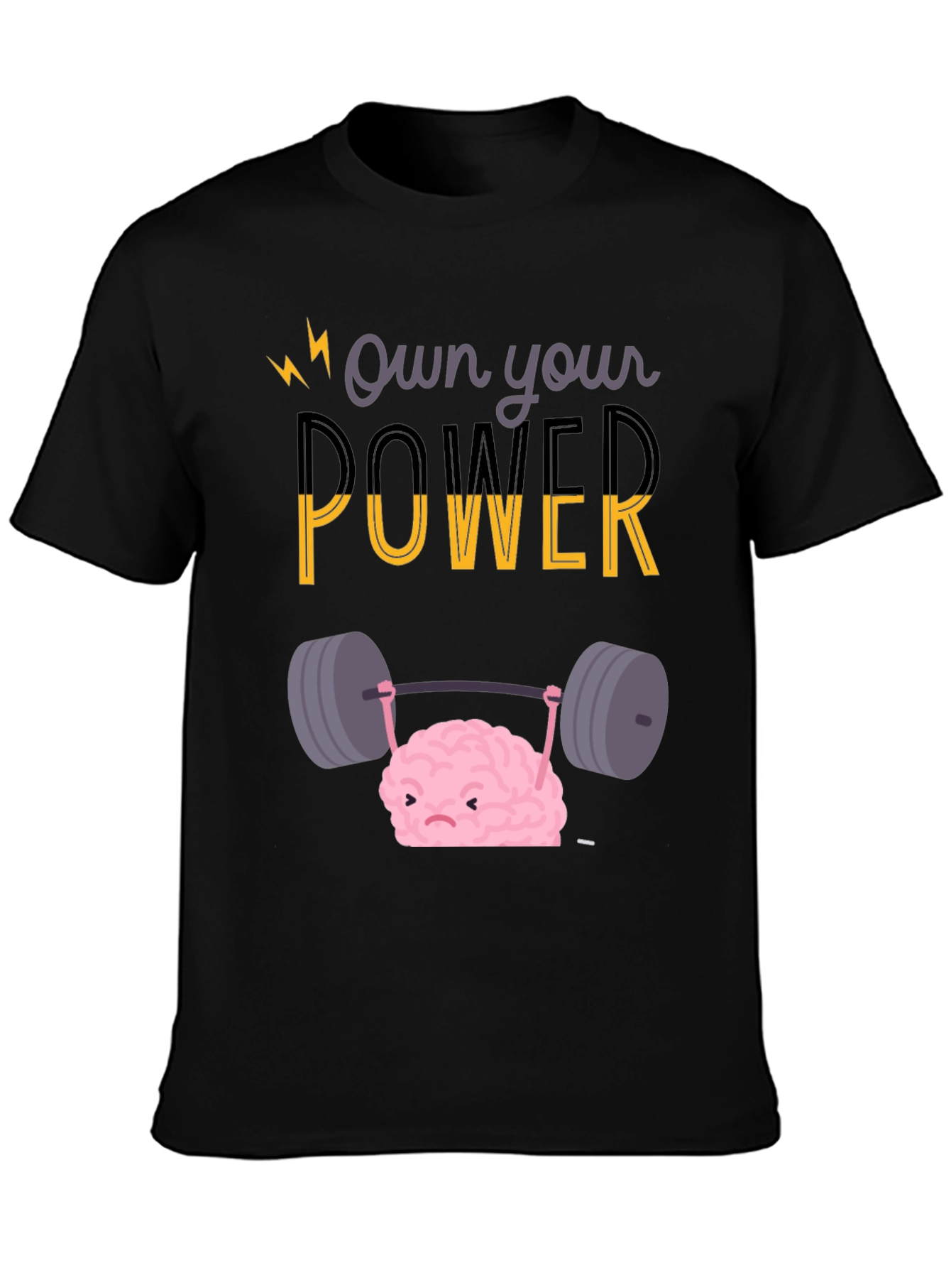 Black Own Your Power T-Shirt - Brain Lifting Weights view 3