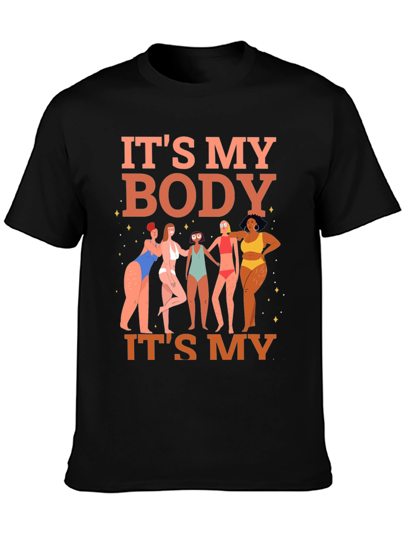 Black It's My Body T-Shirt - Women's Rights Graphic Tee view 3