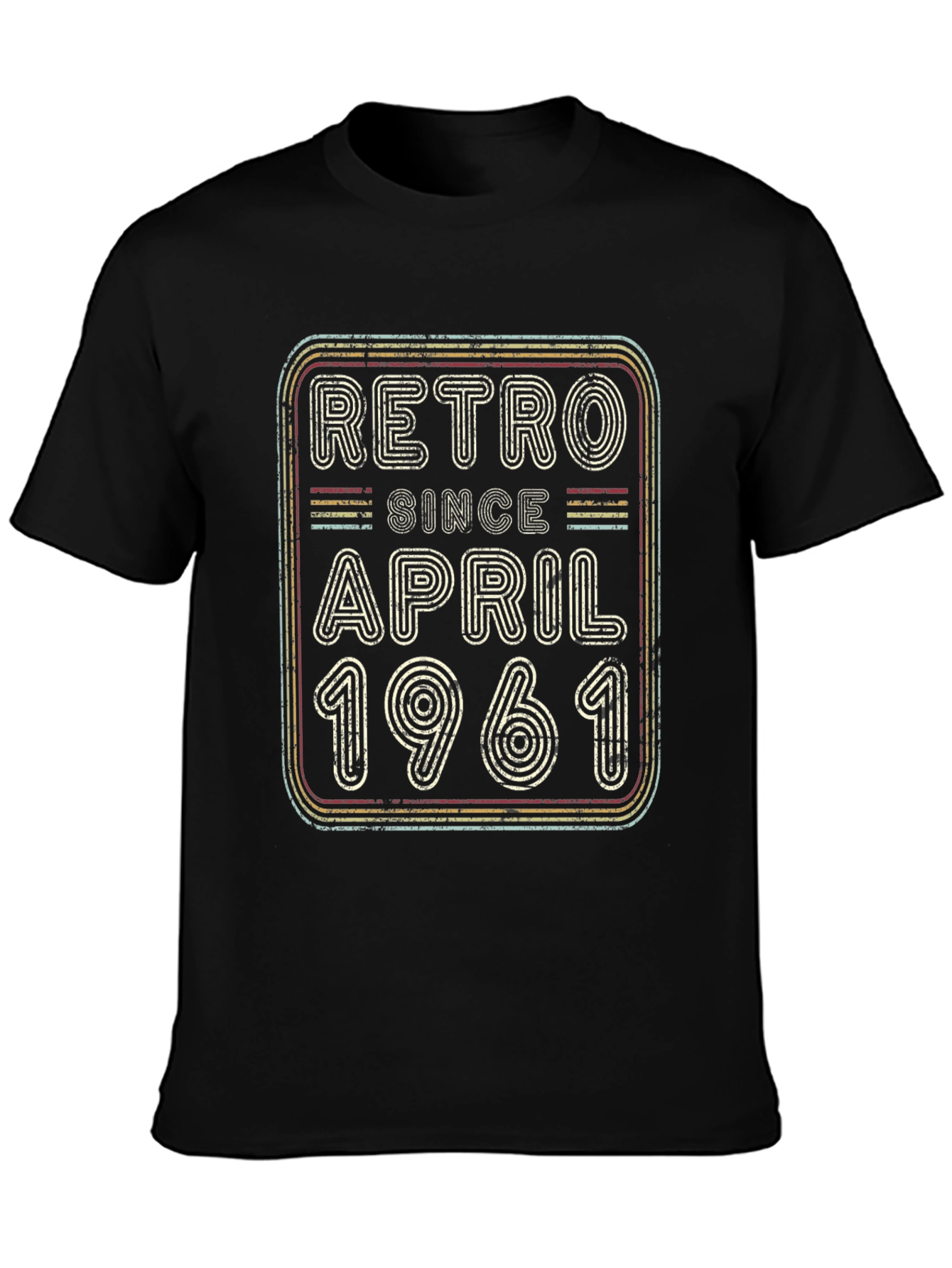Black Retro Since April 1961 Birthday T-Shirt view 3