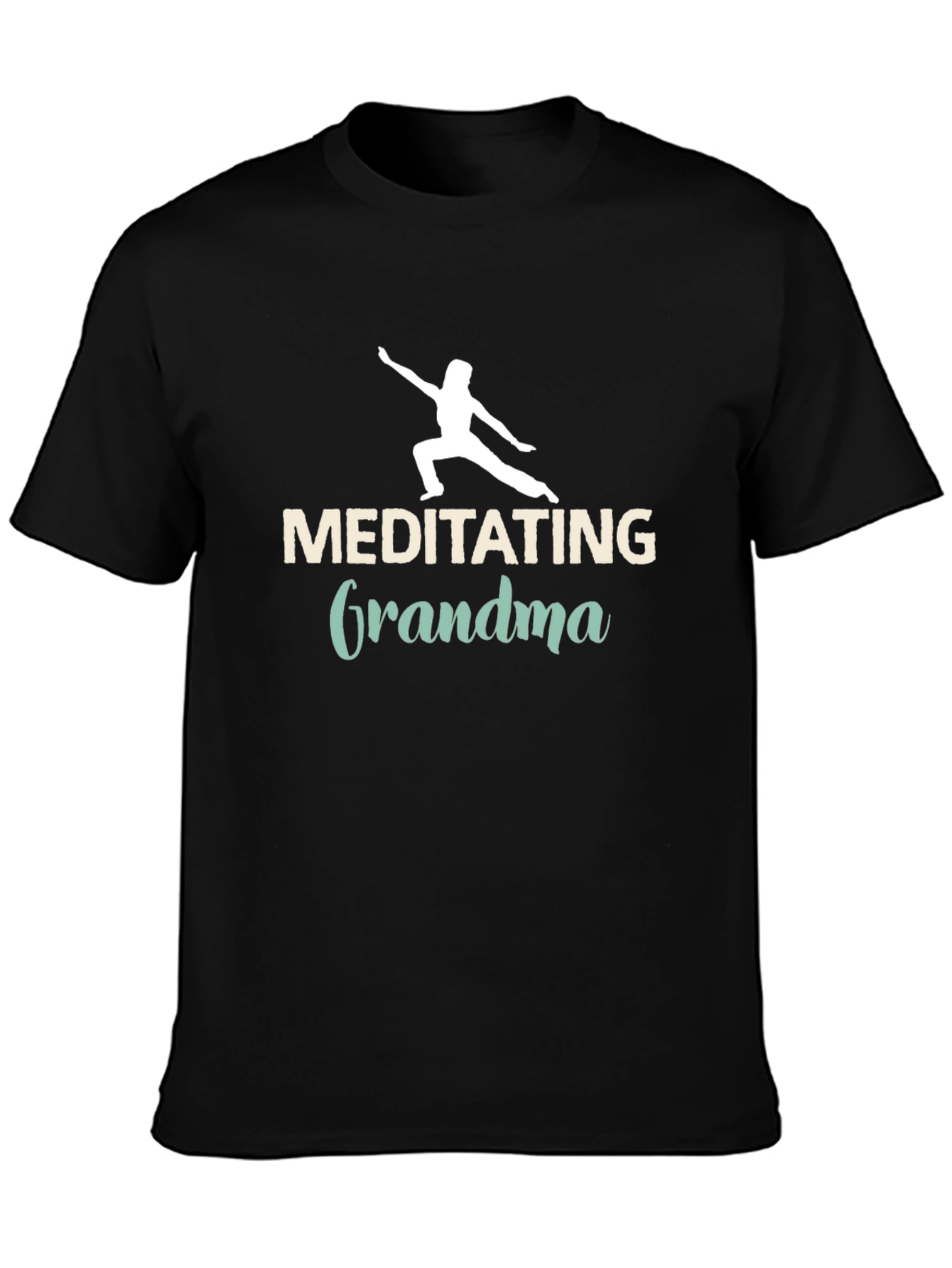 Black Meditating Grandma Black Tee view 3