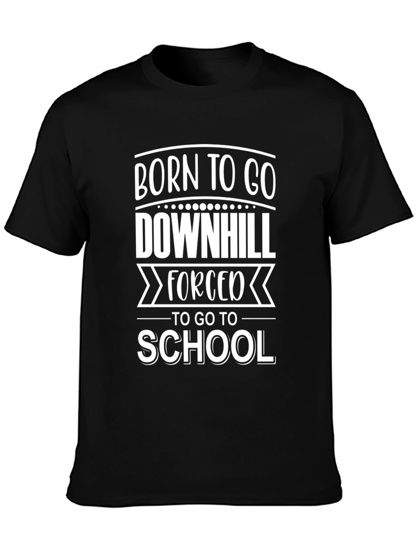 Black Born to Go Downhill Funny Graphic Tee view 3