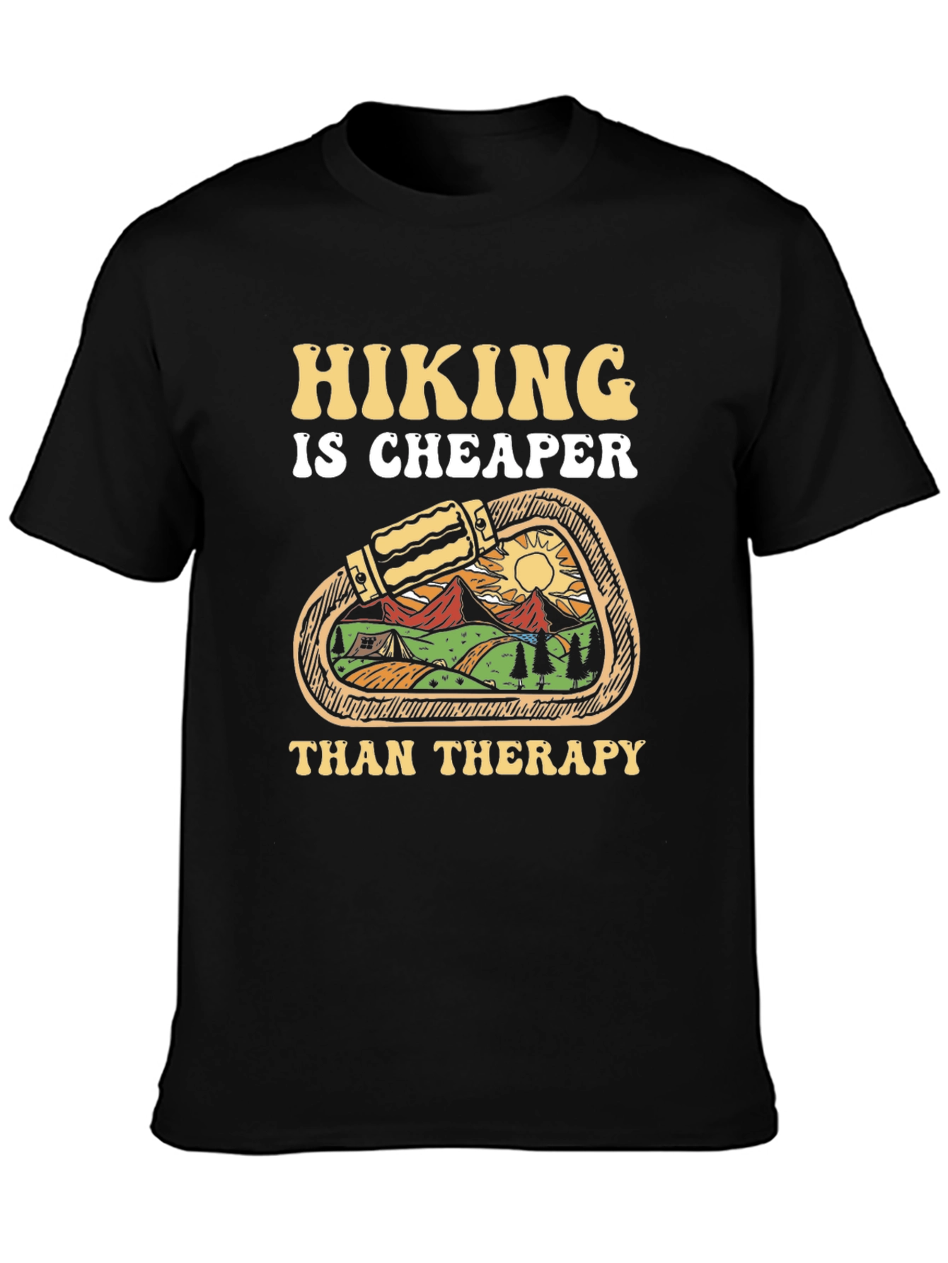 Black Hiking is Cheaper Than Therapy T-Shirt view 3
