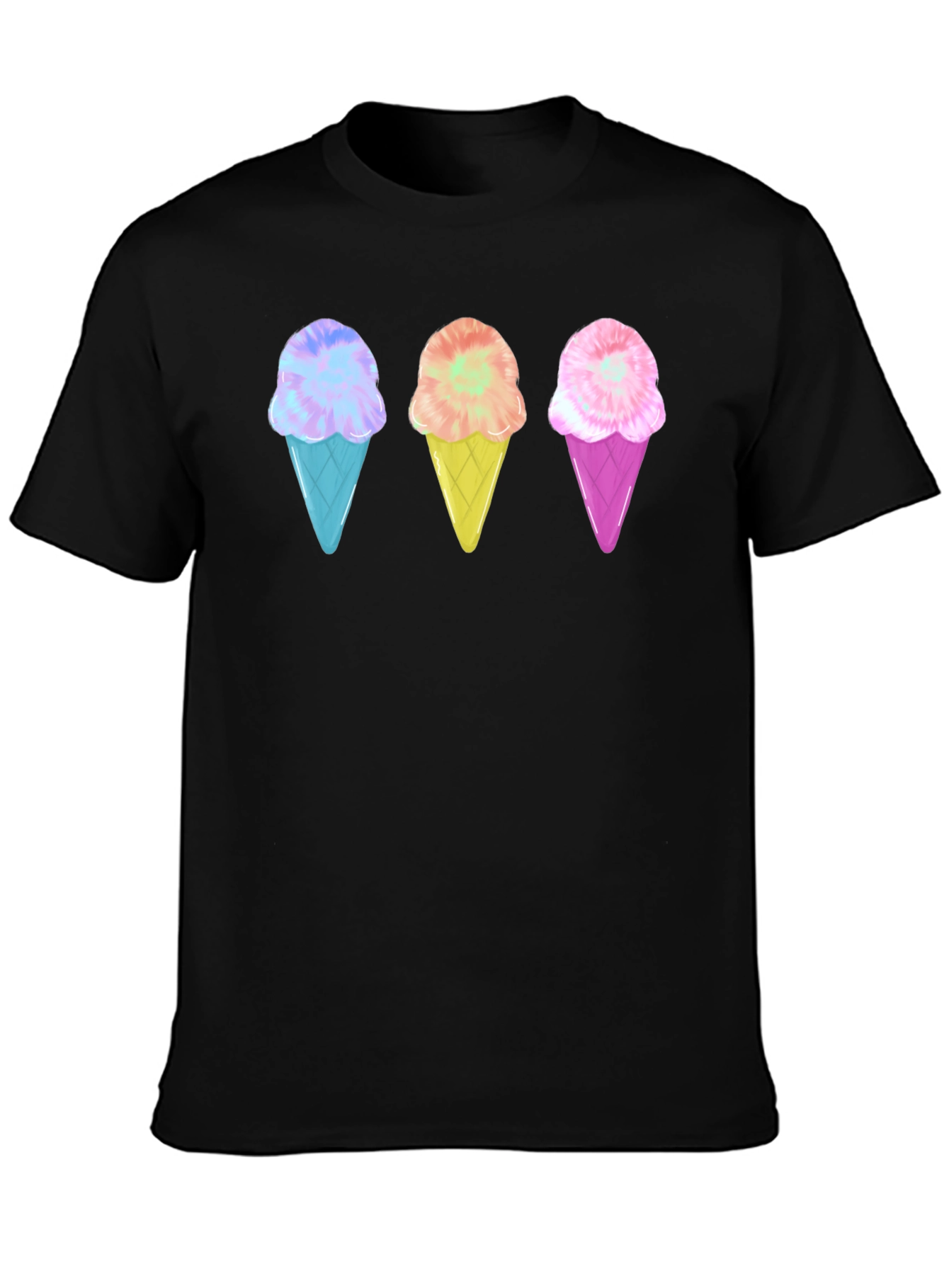 Black Ice Cream Cone Graphic Tee - Black Unisex T-Shirt view 3
