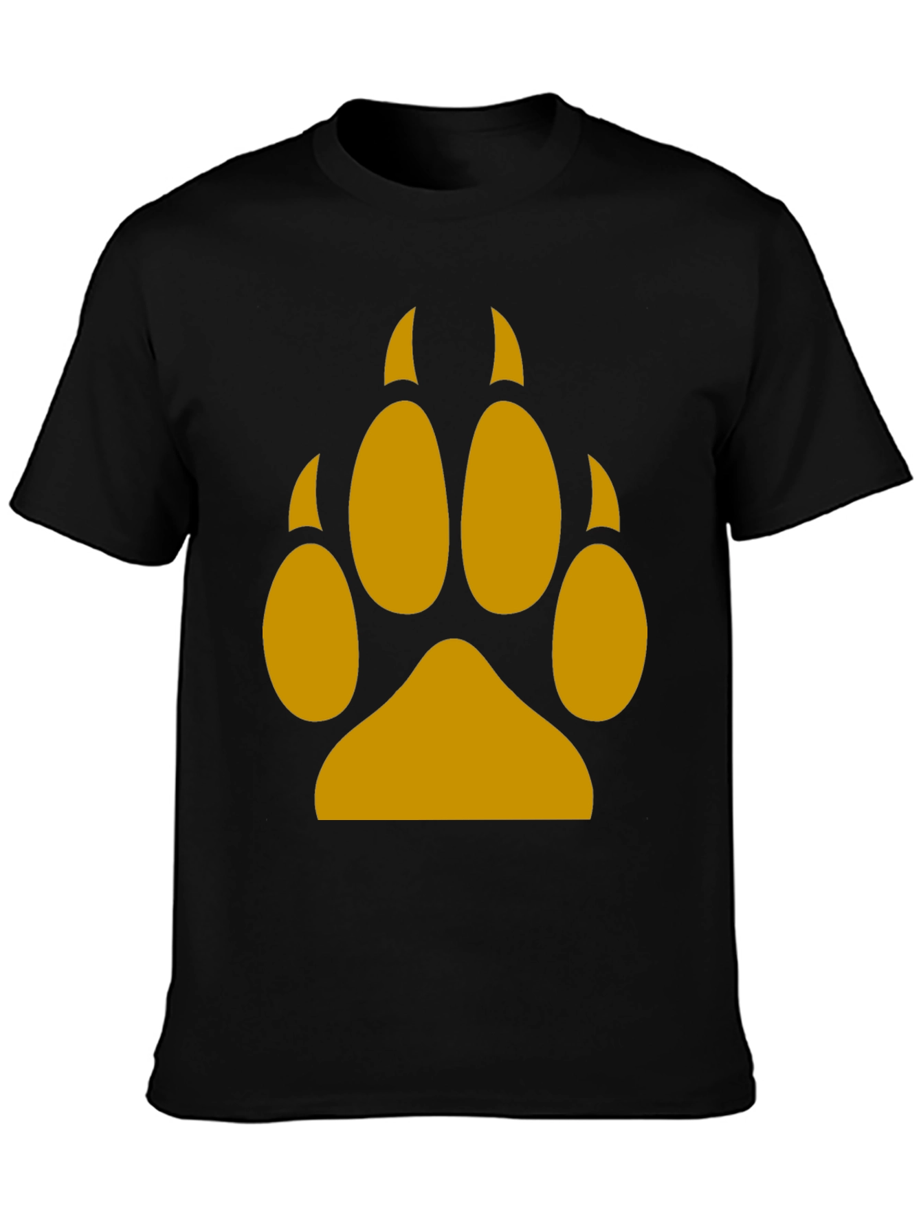 Black Wolf Paw Print Tee - Black Cotton Blend T-Shirt view 3