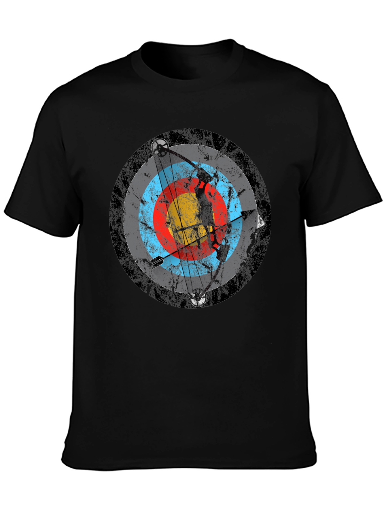 Black Archery Target Tee - Vintage Bow and Arrow Design view 3