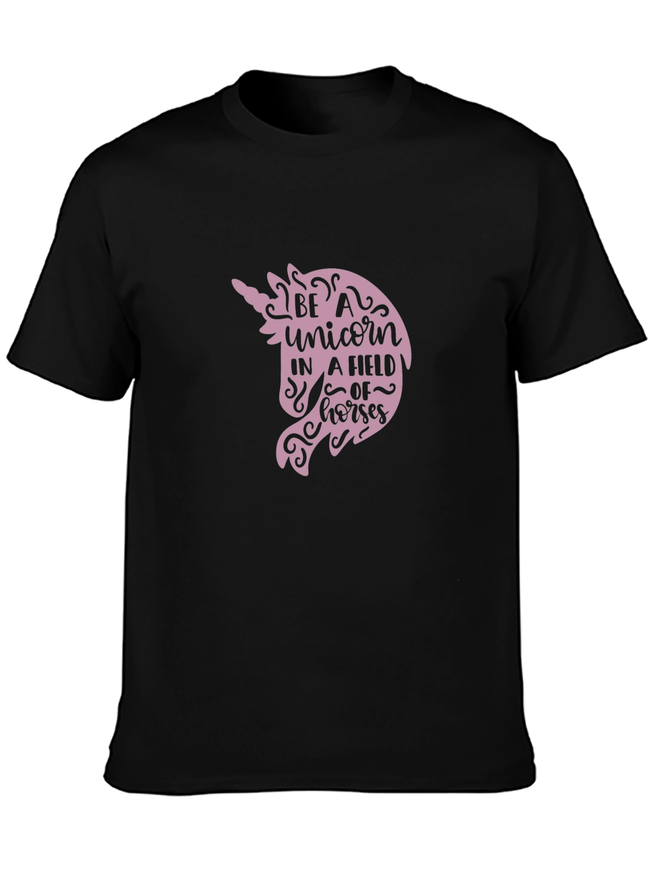 Black Be a Unicorn T-Shirt - Unique Graphic Tee view 3