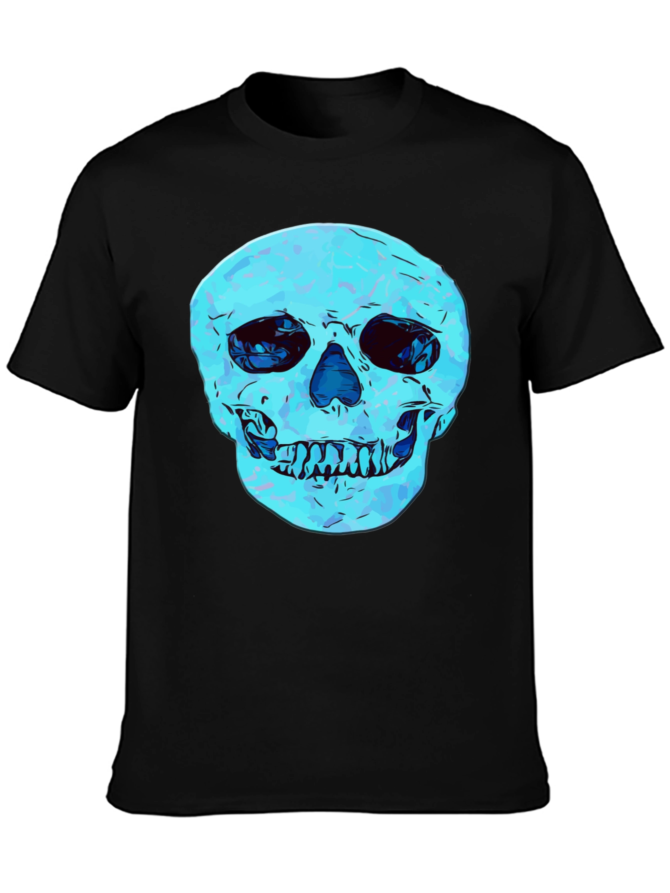 Black Cool Skull Graphic Print Black T-Shirt view 3