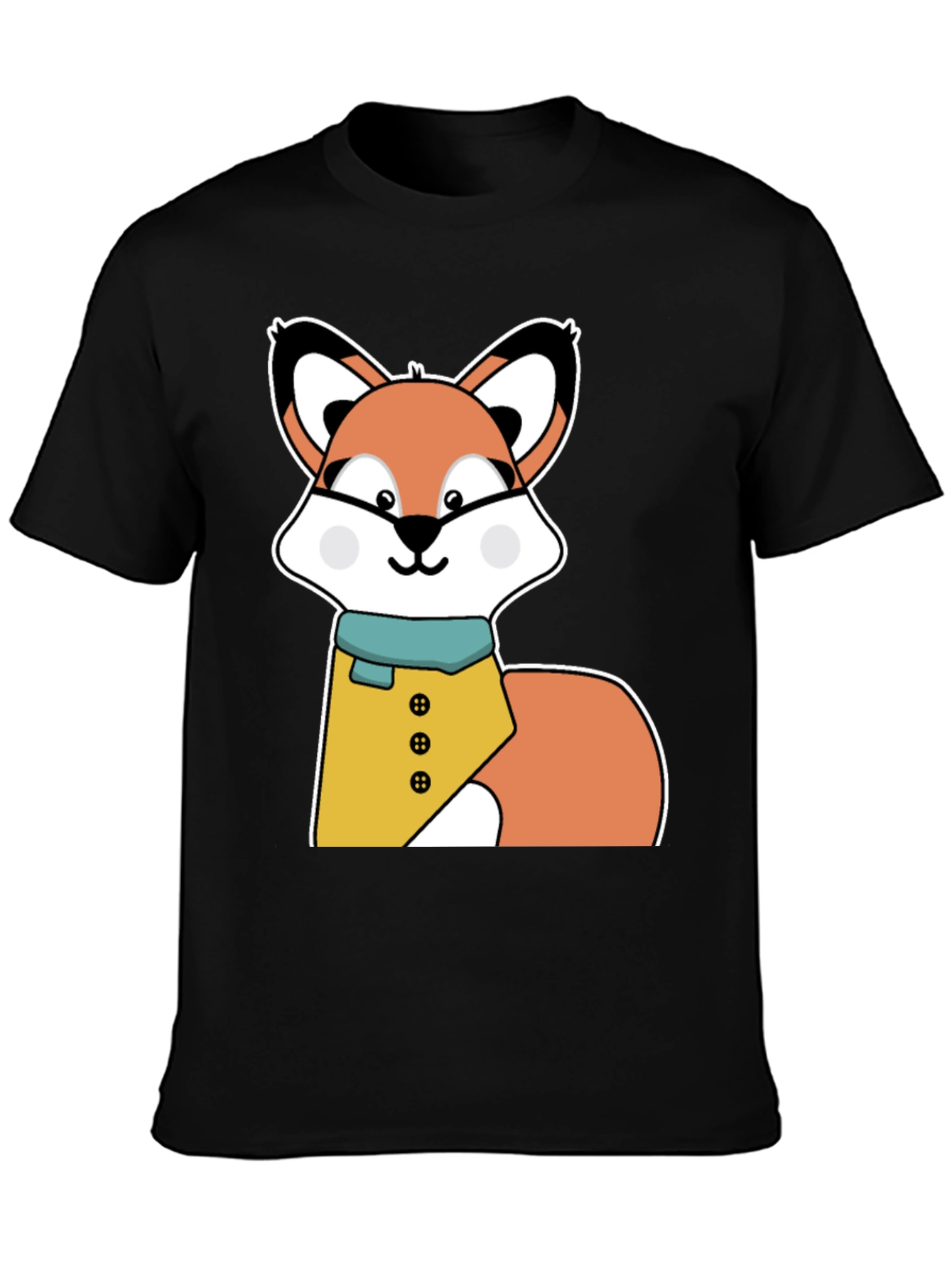 Black Cute Cartoon Fox T-Shirt - Stylish Animal Graphic Tee view 3