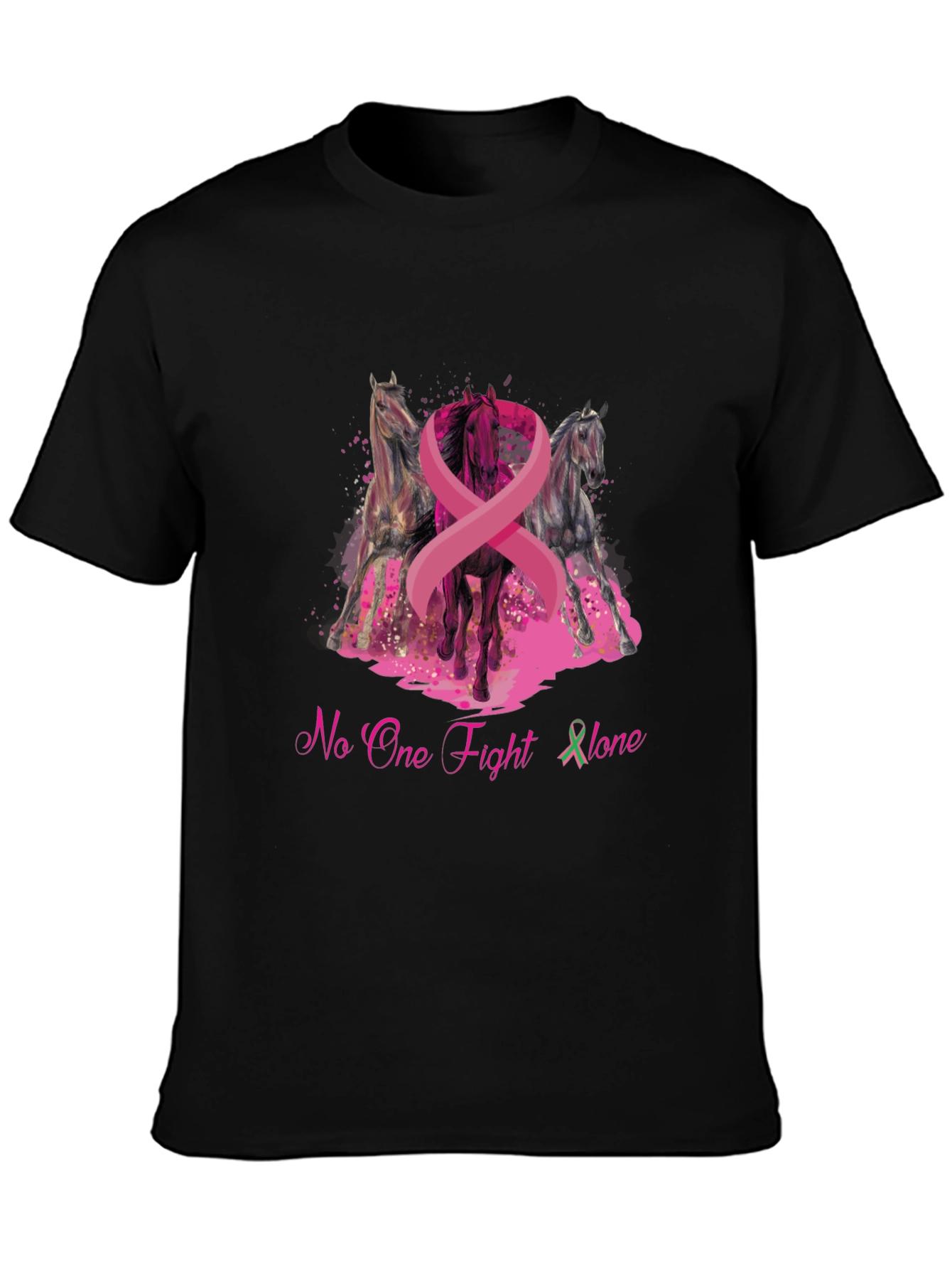 Black Horse & Breast Cancer Awareness Graphic T-Shirt view 3