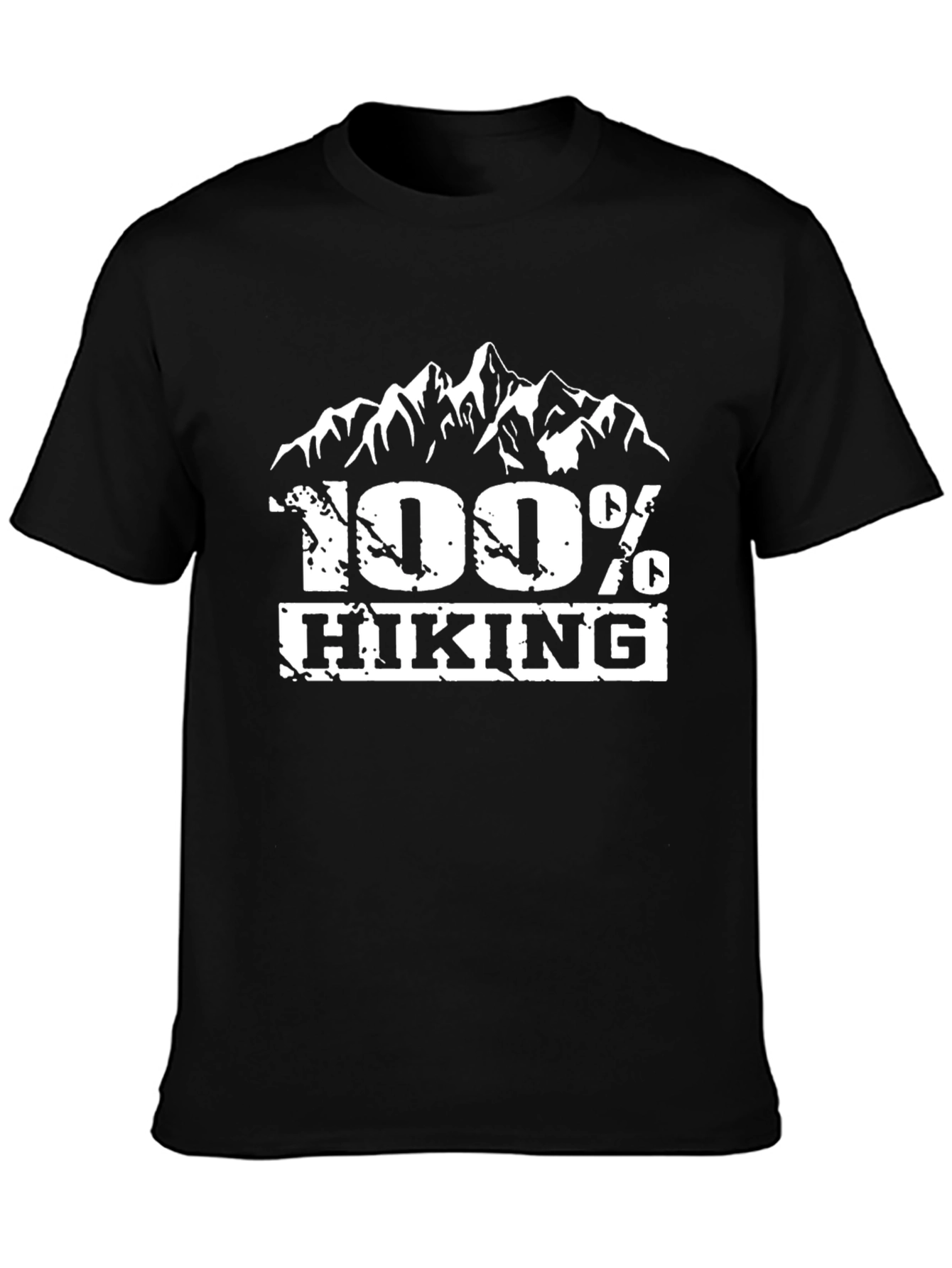 Black 100% Hiking Mountain Graphic T-Shirt - Black view 3