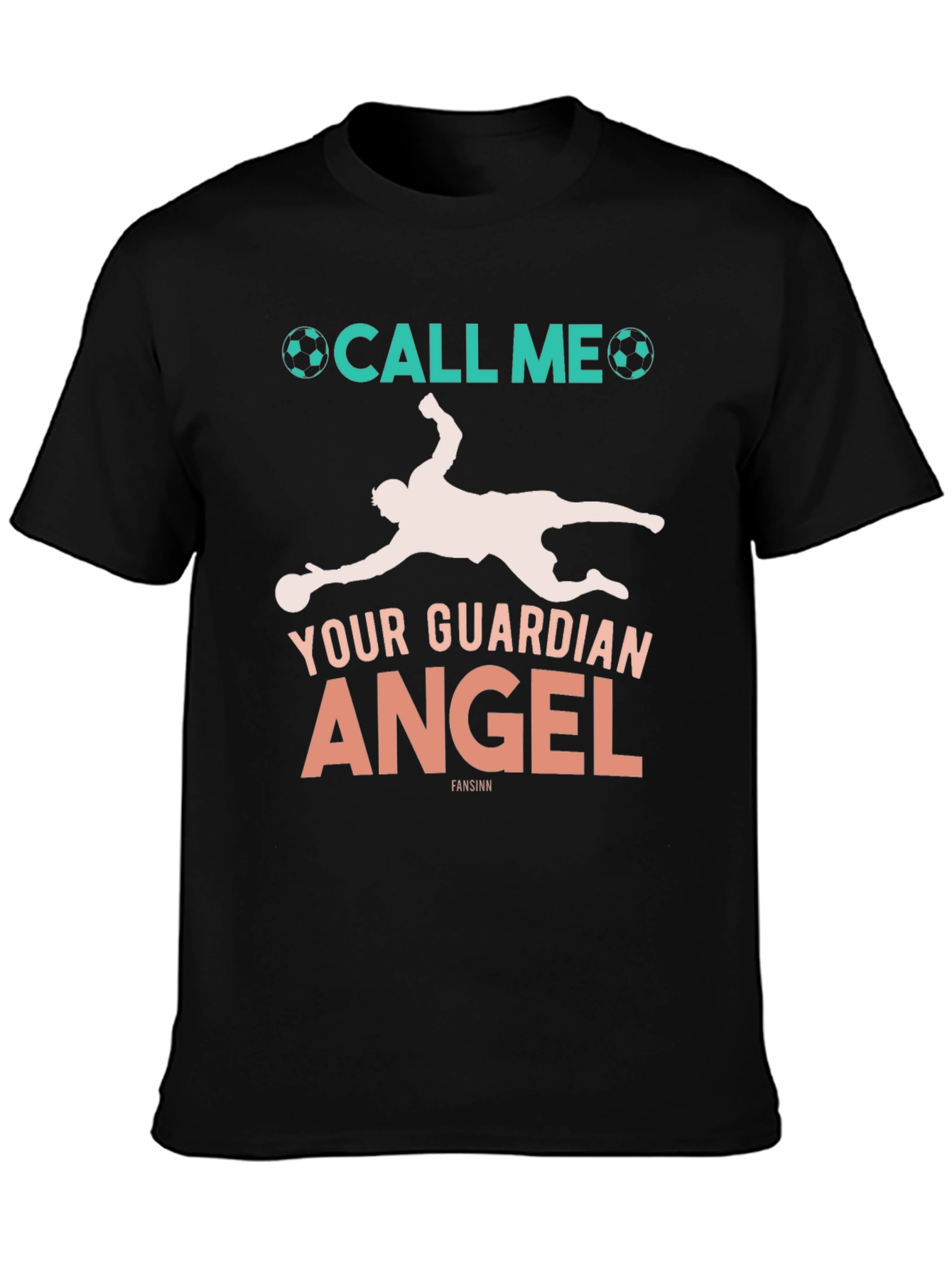 Black Soccer Goalie Guardian Angel Graphic Tee view 3