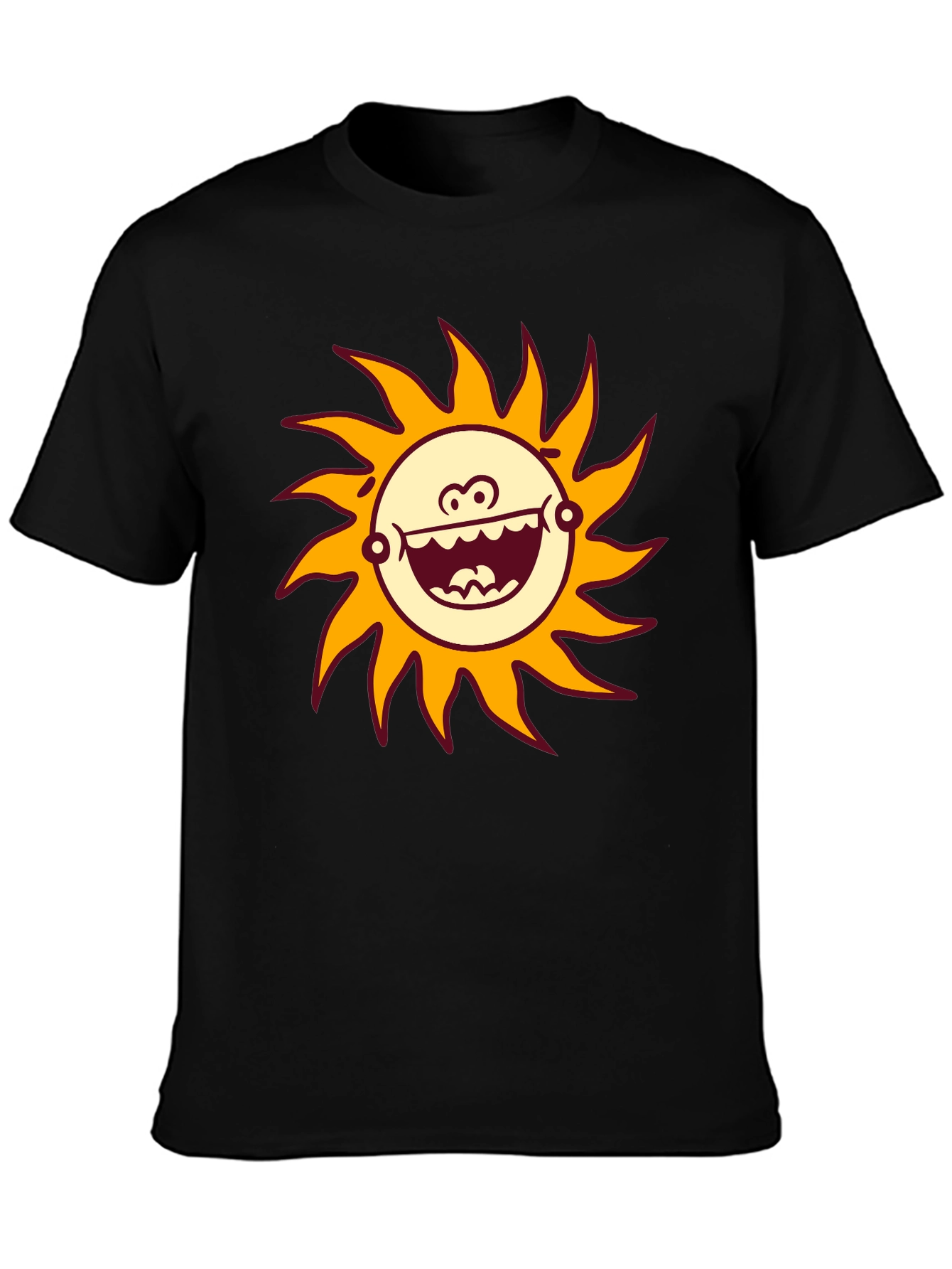 Black Funny Sun Graphic Black T-Shirt view 3