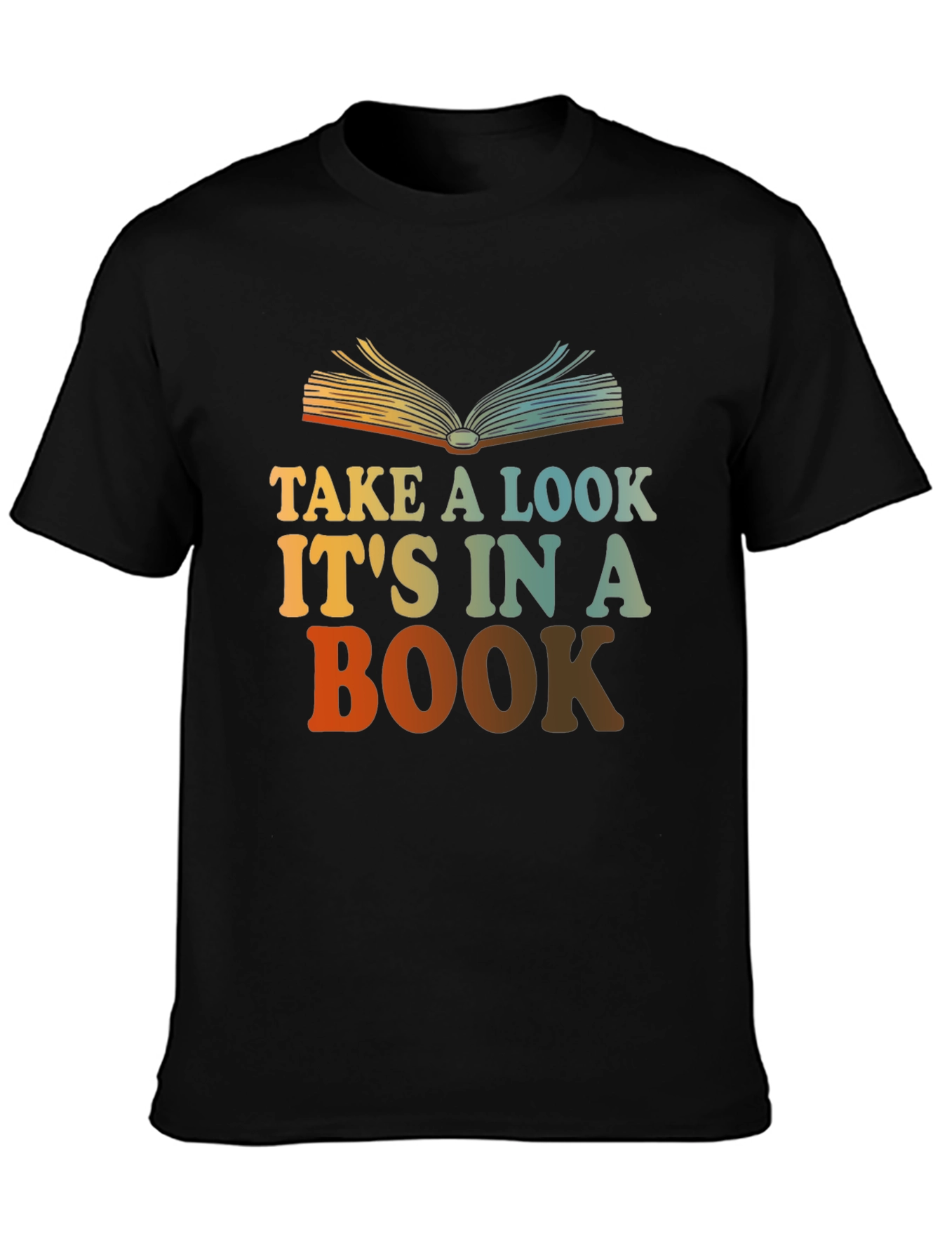Black Take a Look It's in a Book T-Shirt view 3