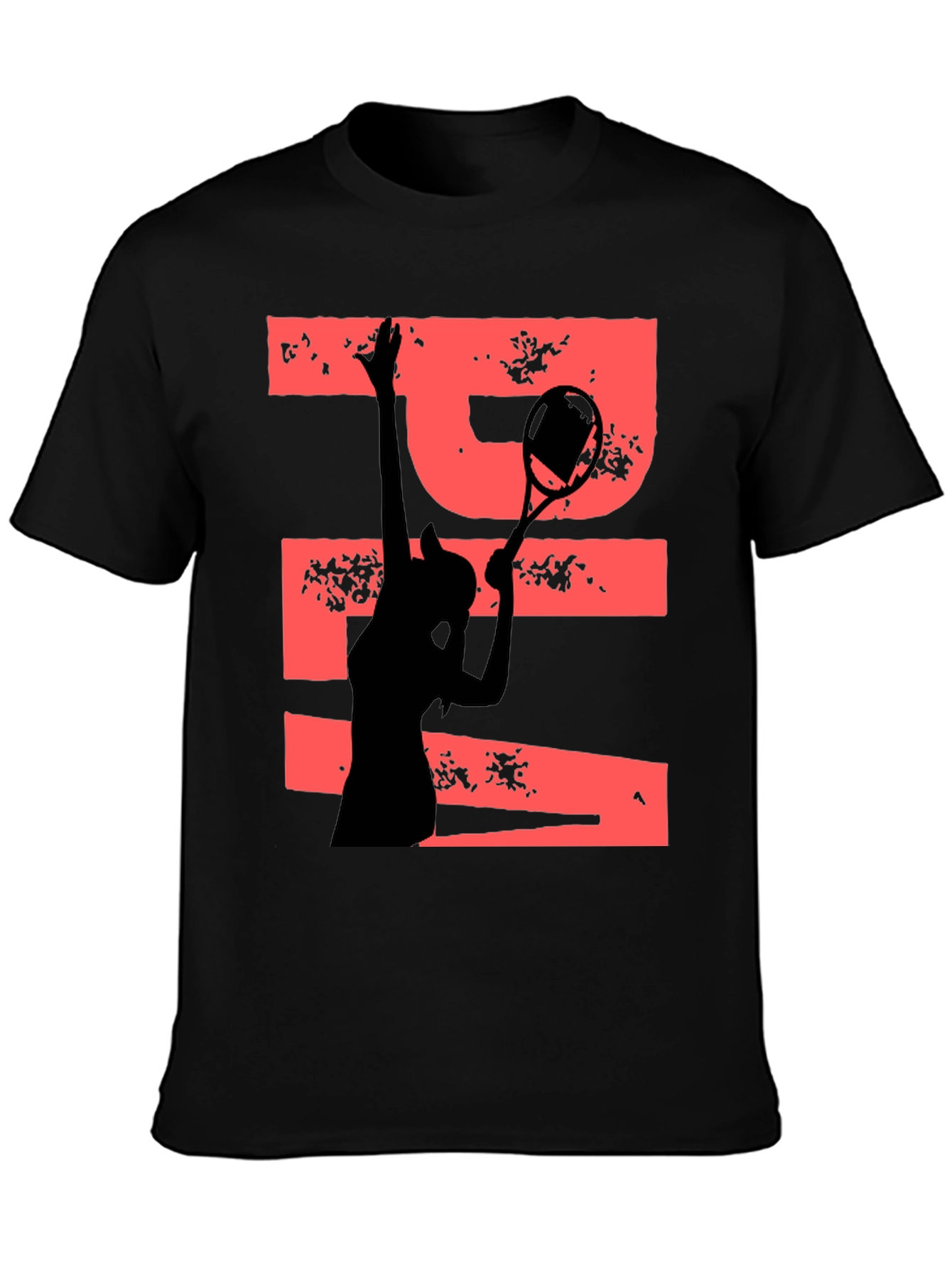 Black Tennis Player Graphic Tee - Unique Design view 3