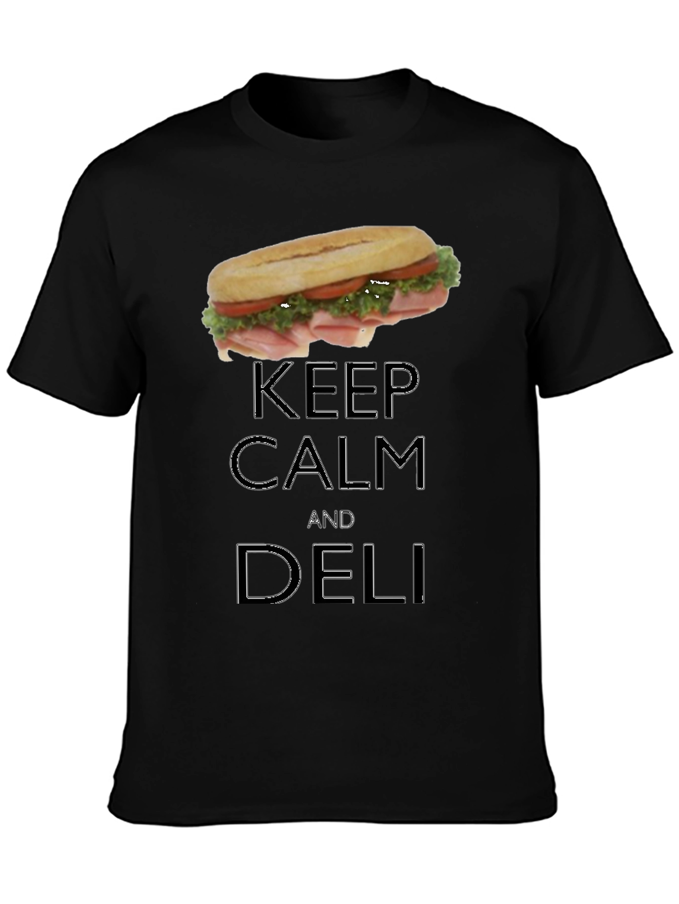 Black Keep Calm & Deli T-Shirt - Sandwich Lover Tee view 3