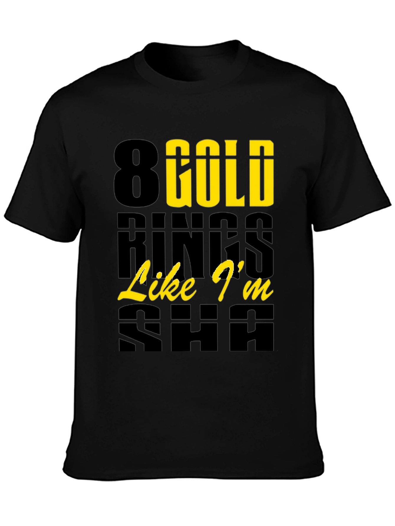 Black 8 Gold Rings Graphic Tee - Trendy & Stylish view 3