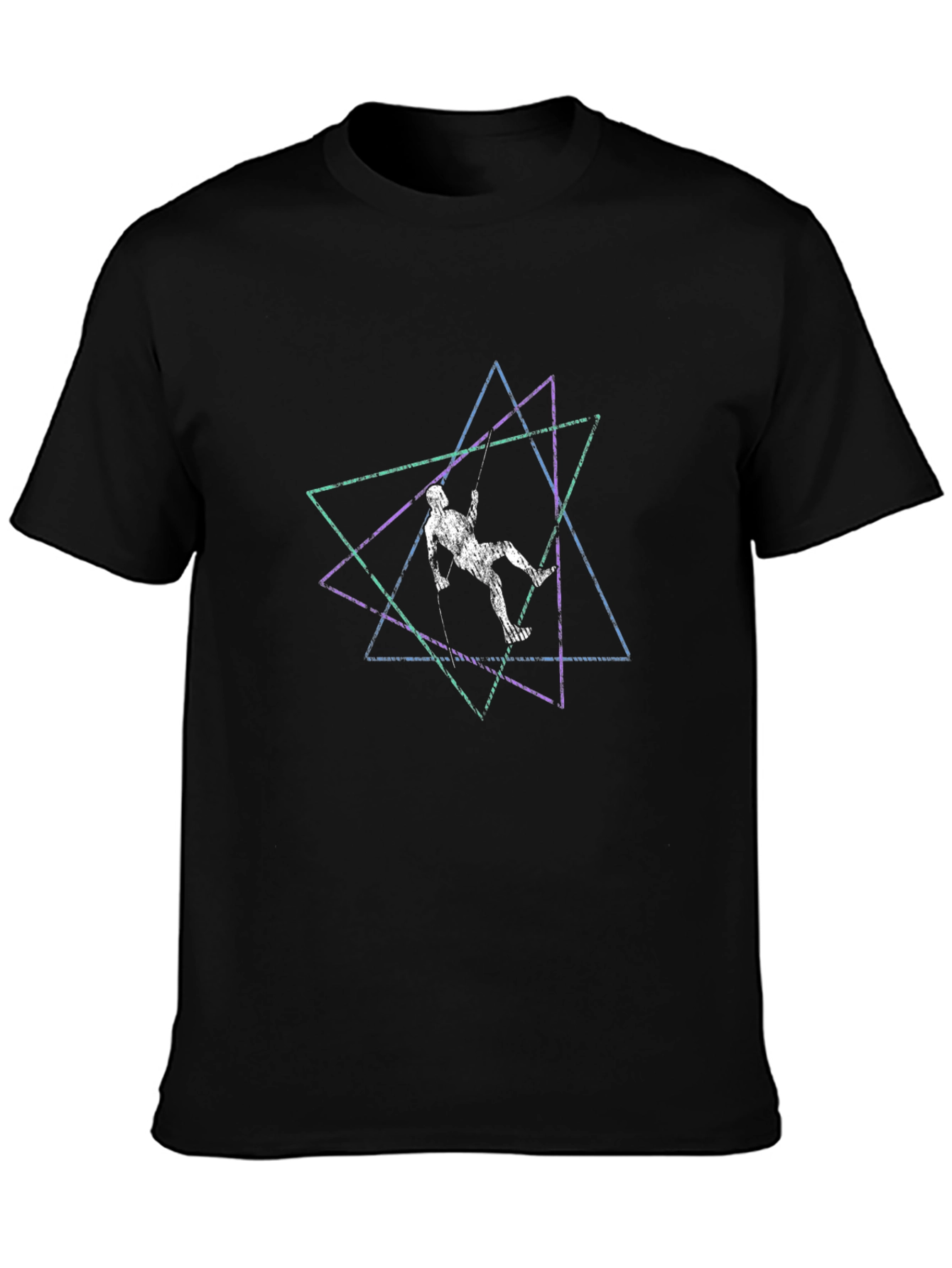 Black Geometric Climber Graphic Tee - Stylish Black T-Shirt view 3