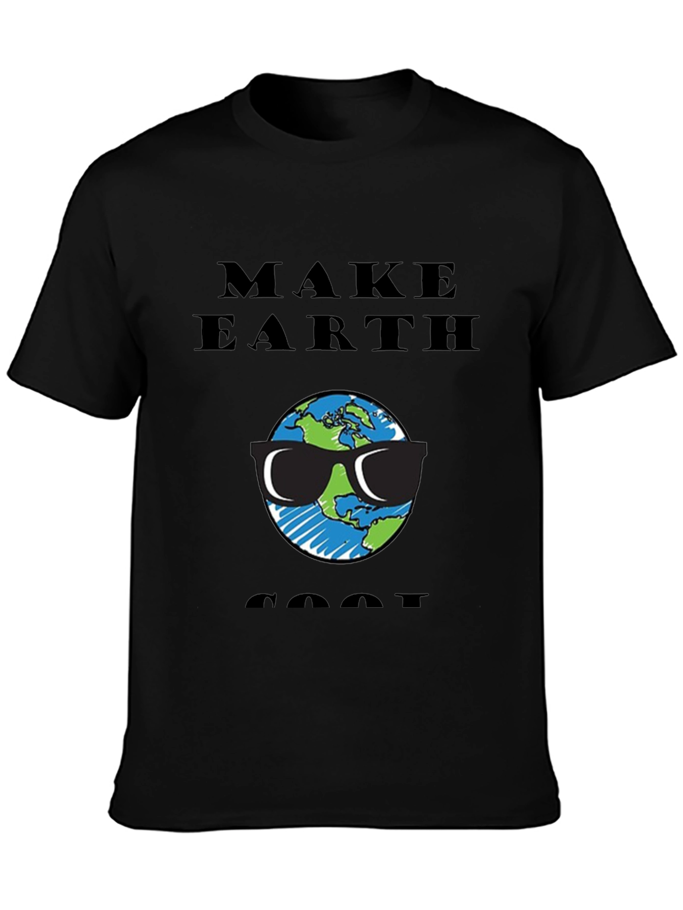 Black Make Earth Cool T-Shirt - Earth with Sunglasses Graphic Tee view 3