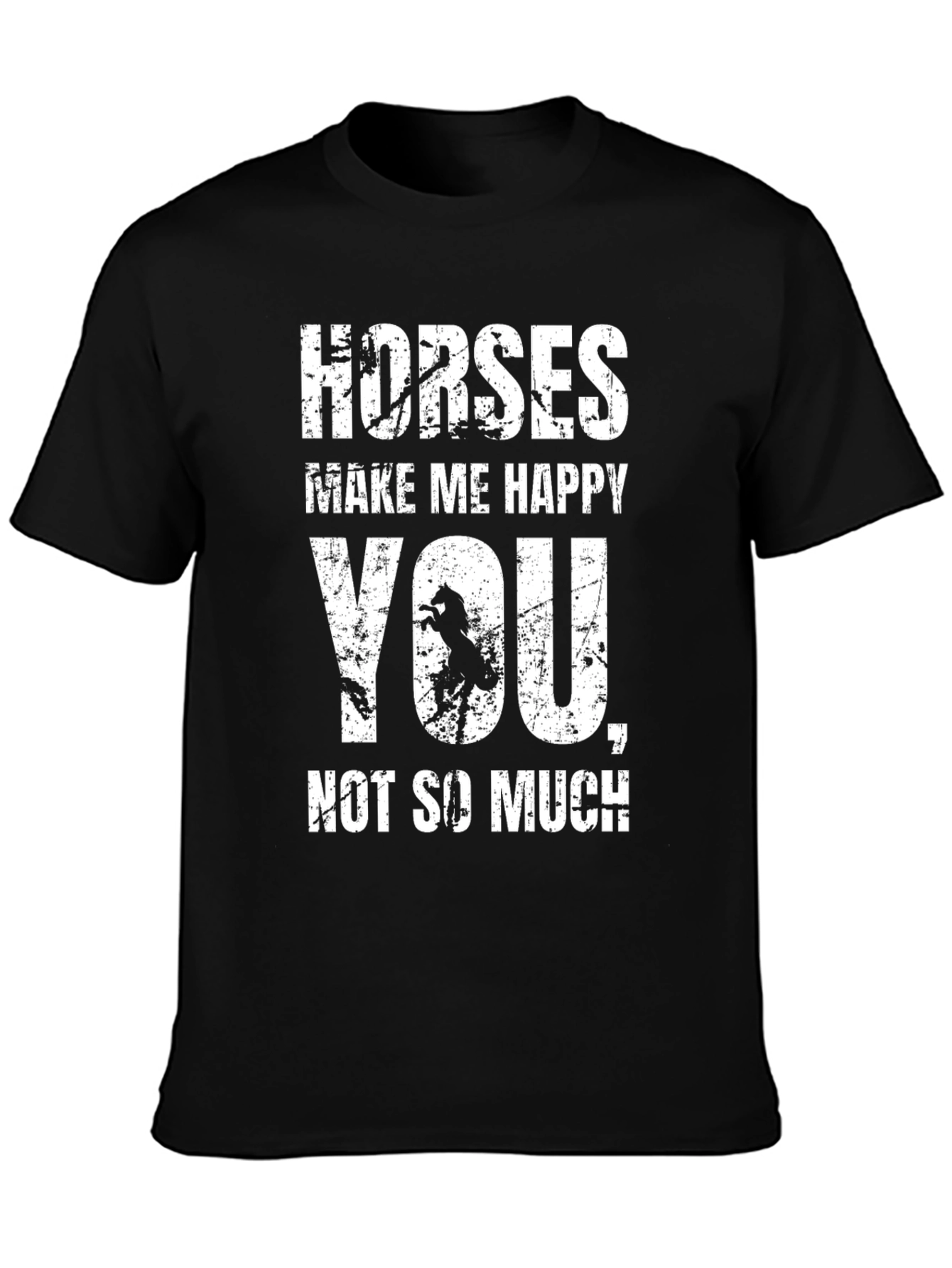 Black Horses Make Me Happy T-Shirt - Novelty Graphic Tee view 3