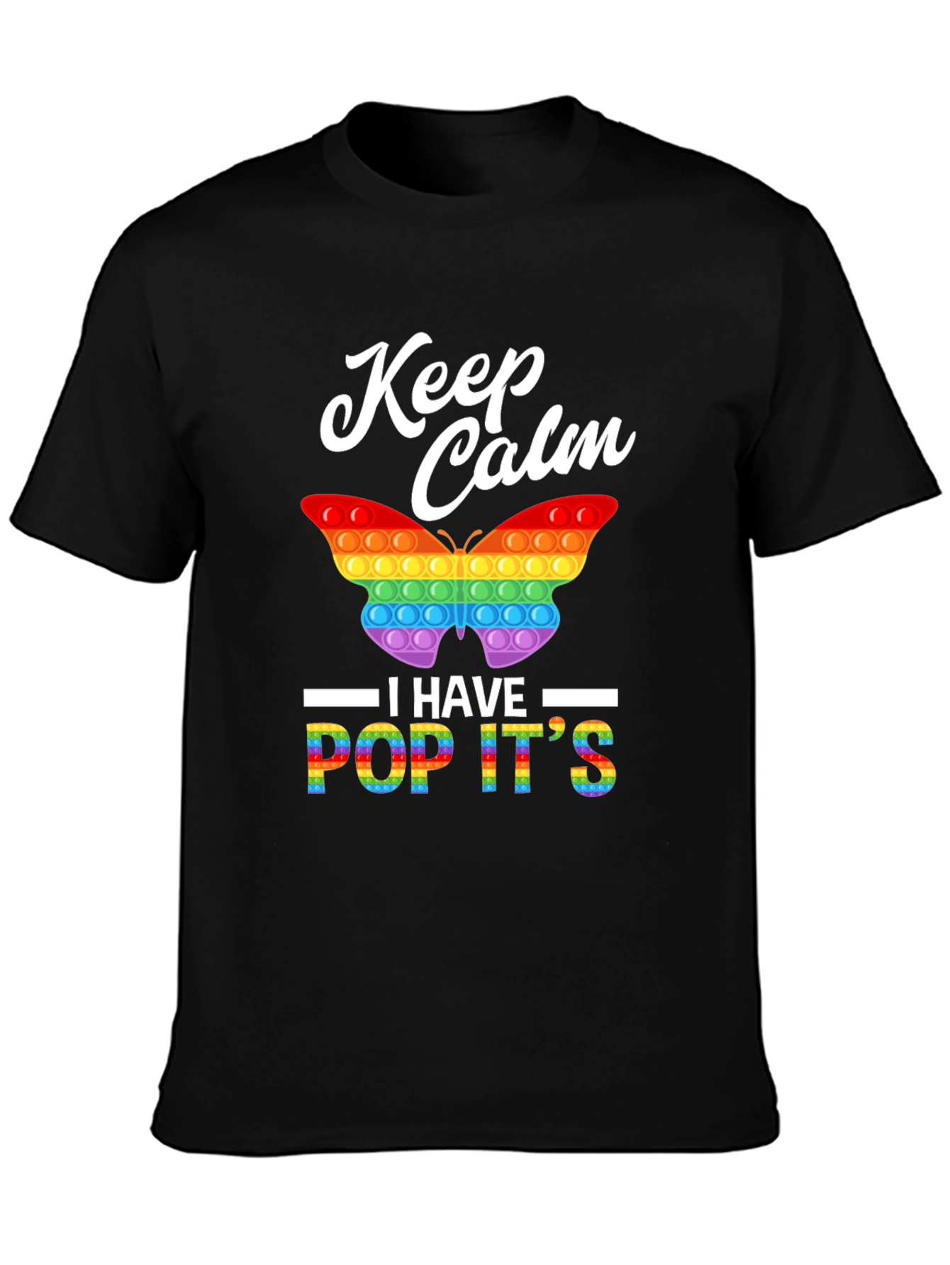 Black Keep Calm Pop It T-Shirt - Fun & Colorful! view 3