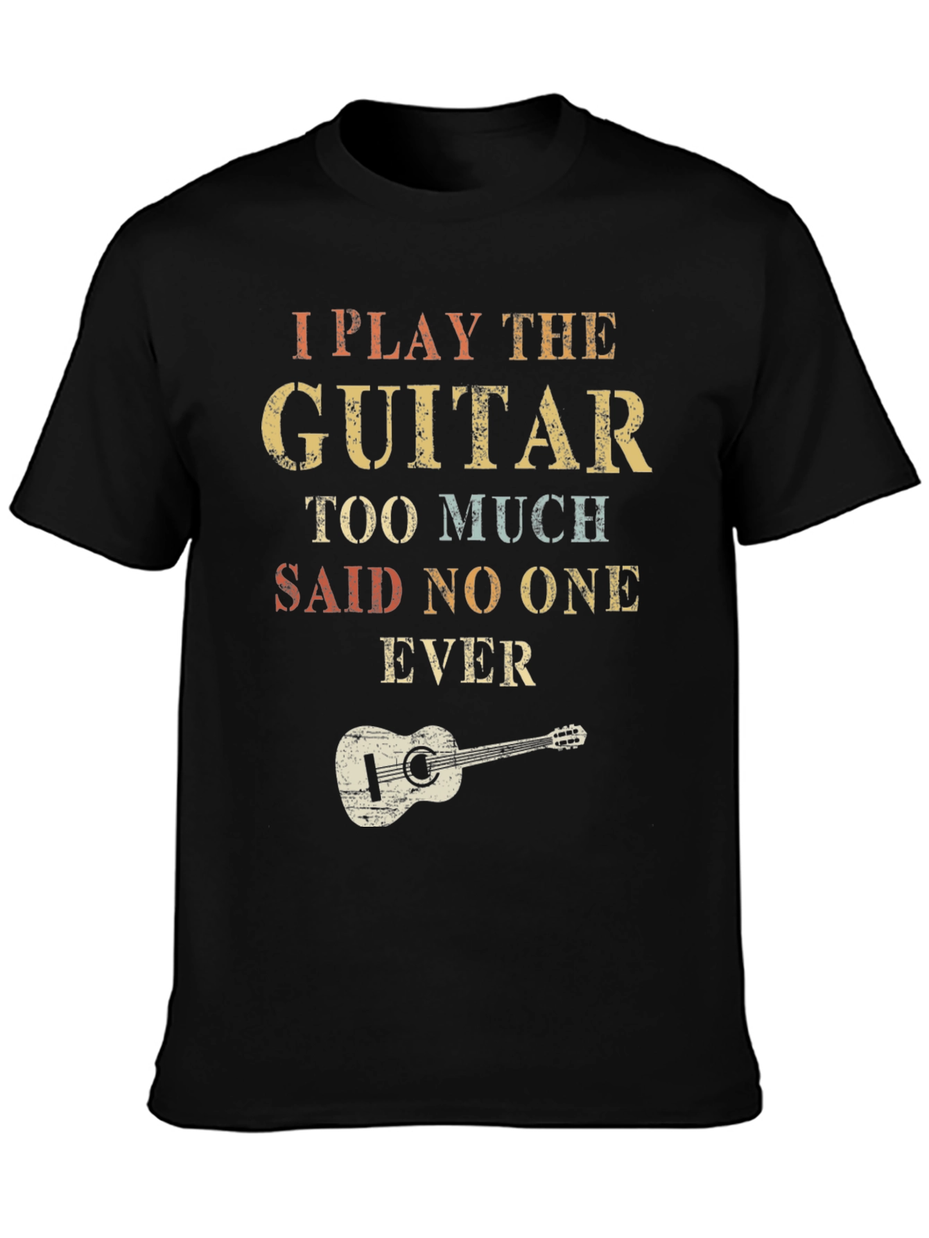 Black I Play Guitar Too Much T-Shirt view 3