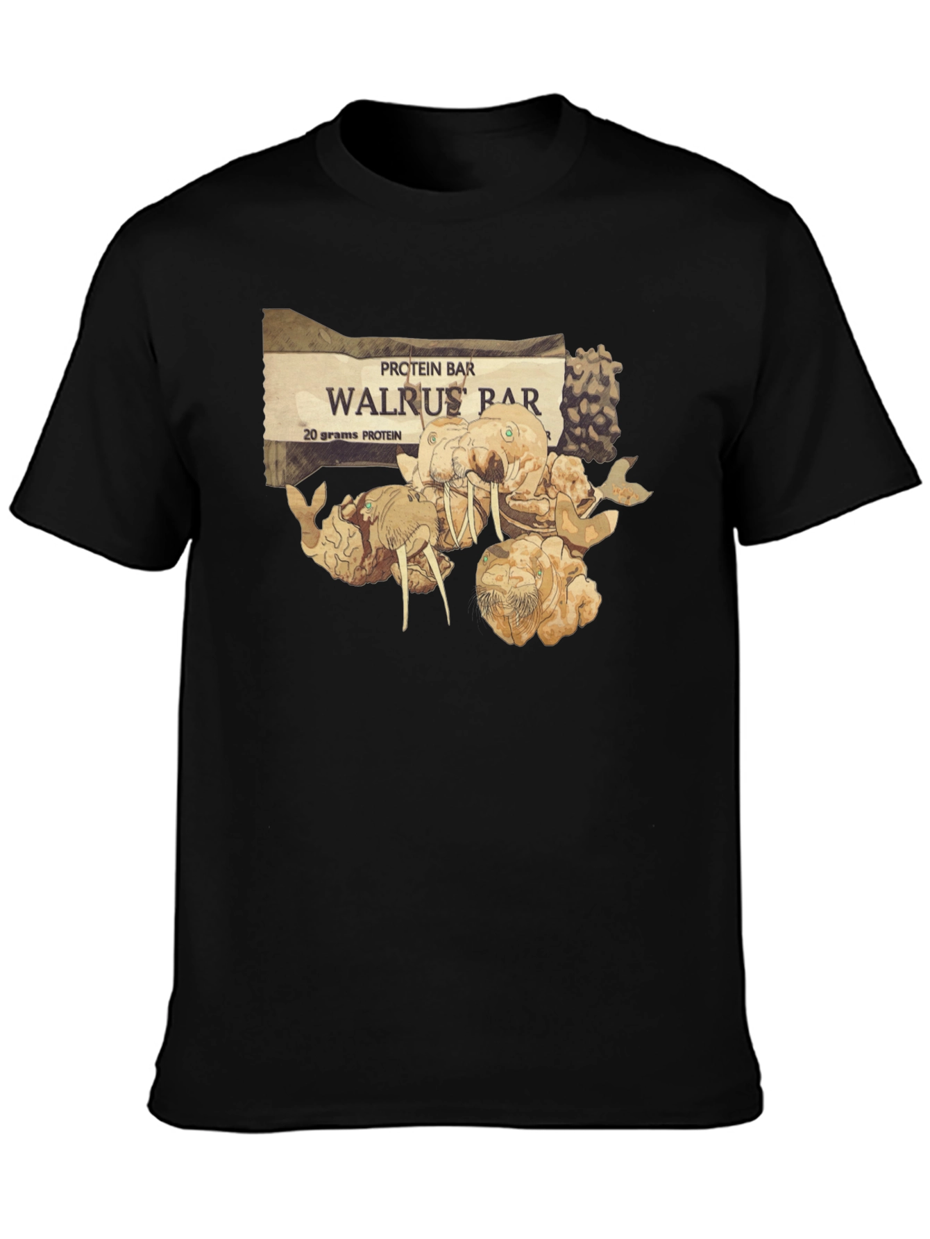 Black Walrus Bar Protein T-Shirt - Unique Graphic Tee view 3
